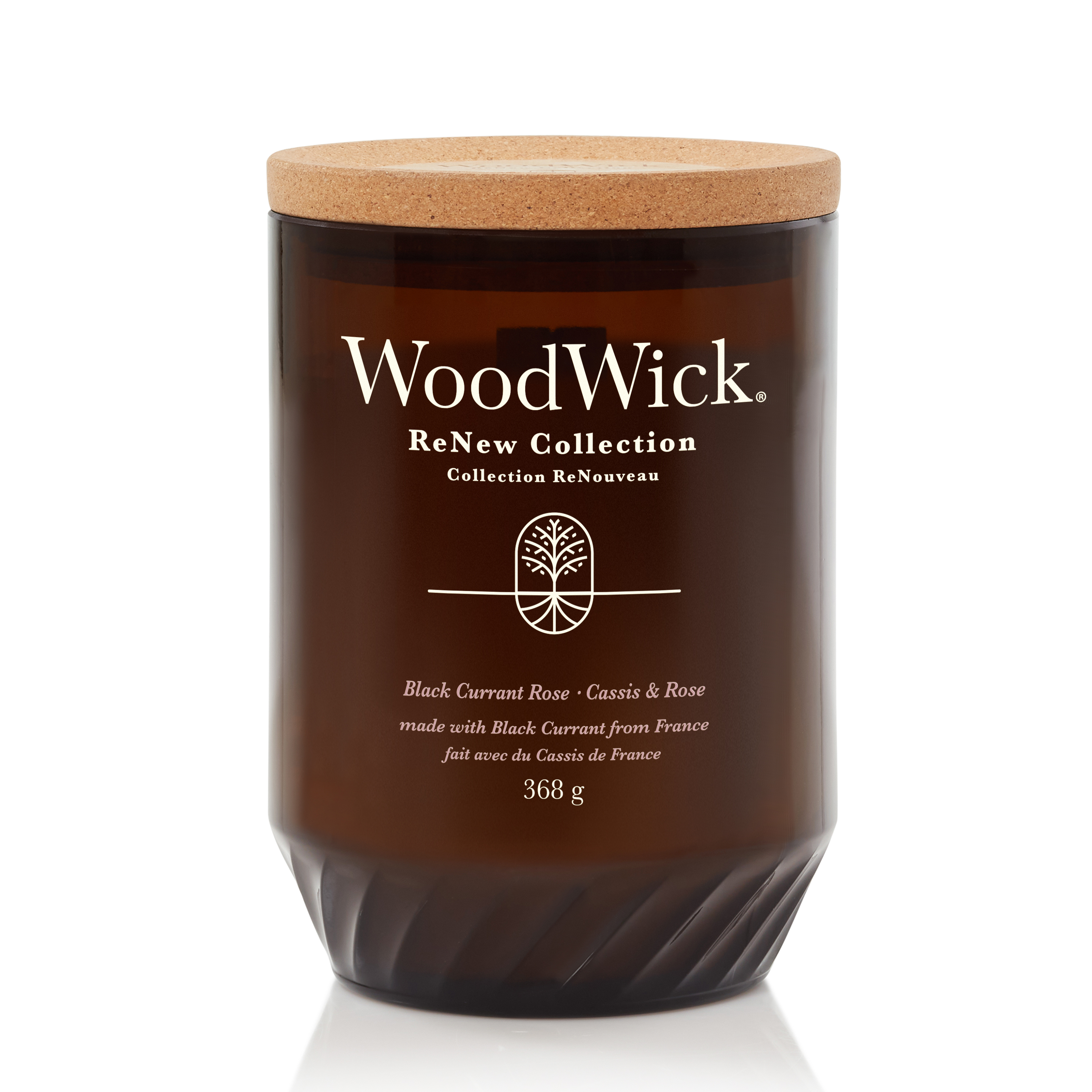 Black Currant & Rose Renew Large Candle With Pluswick® WoodWick, Natural, 8.8cm X 8.8cm X 12.9cm , Floral