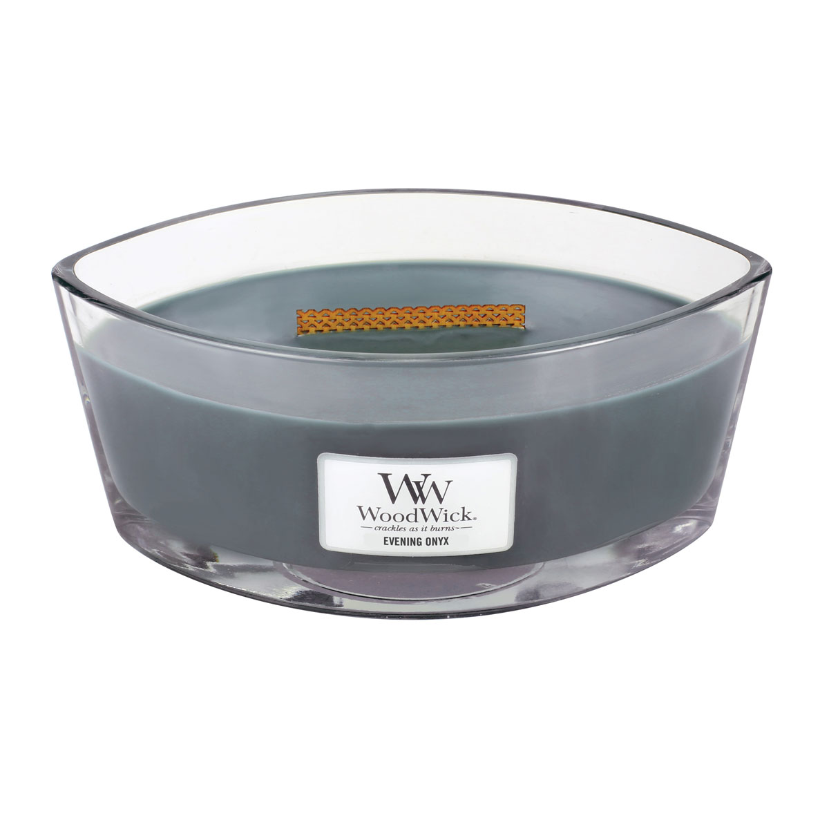 Evening Onyx Ellipse Candle WoodWick, Grey, 9.2cm X 19.1cm X 12.1cm , Floral