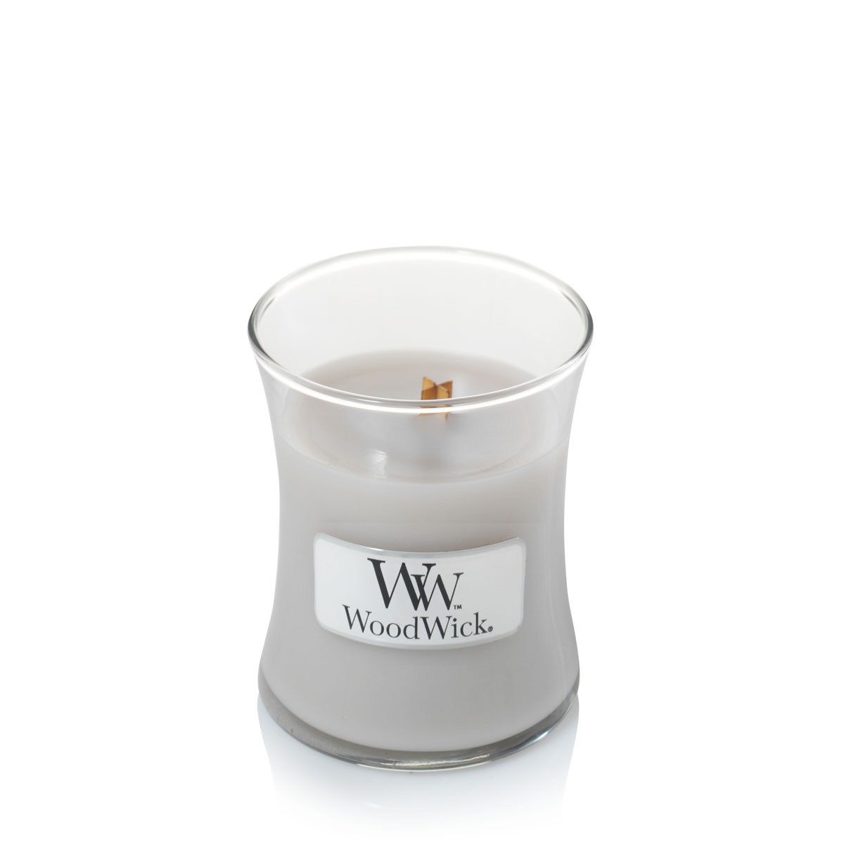 Warm Wool Mini Hourglass Candle WoodWick, Grey, 7cm X 7cm X 8.3cm , Fresh & Clean