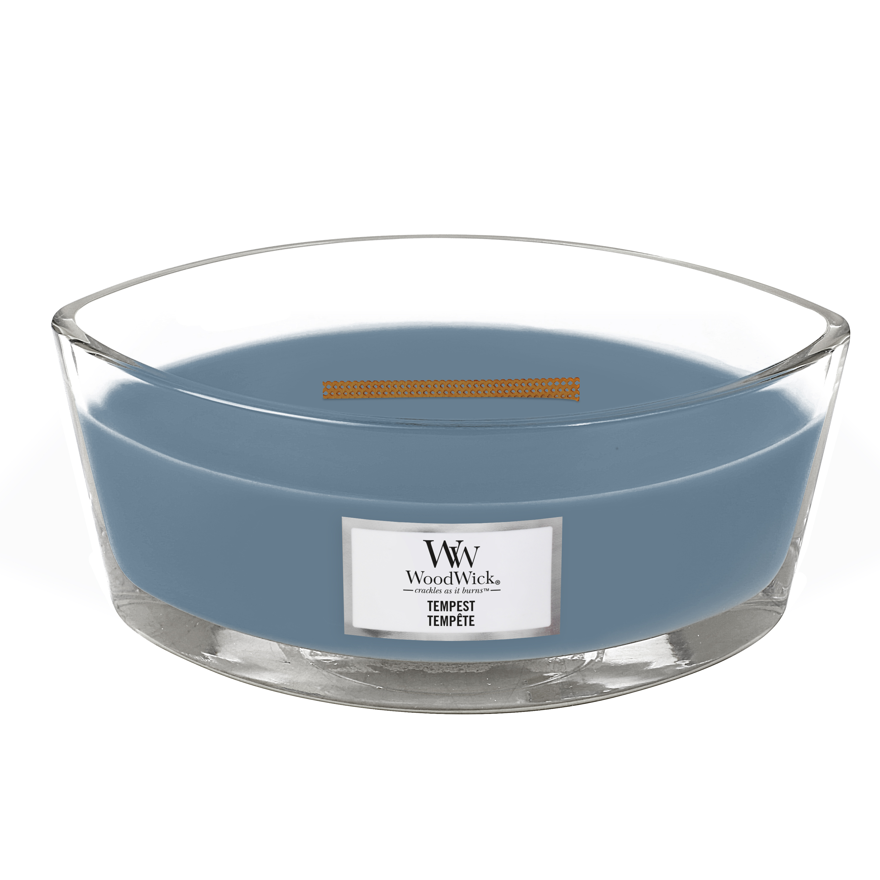 Tempest Ellipse Candle WoodWick, Blue, 9.2cm X 19.1cm X 12.1cm , Woody