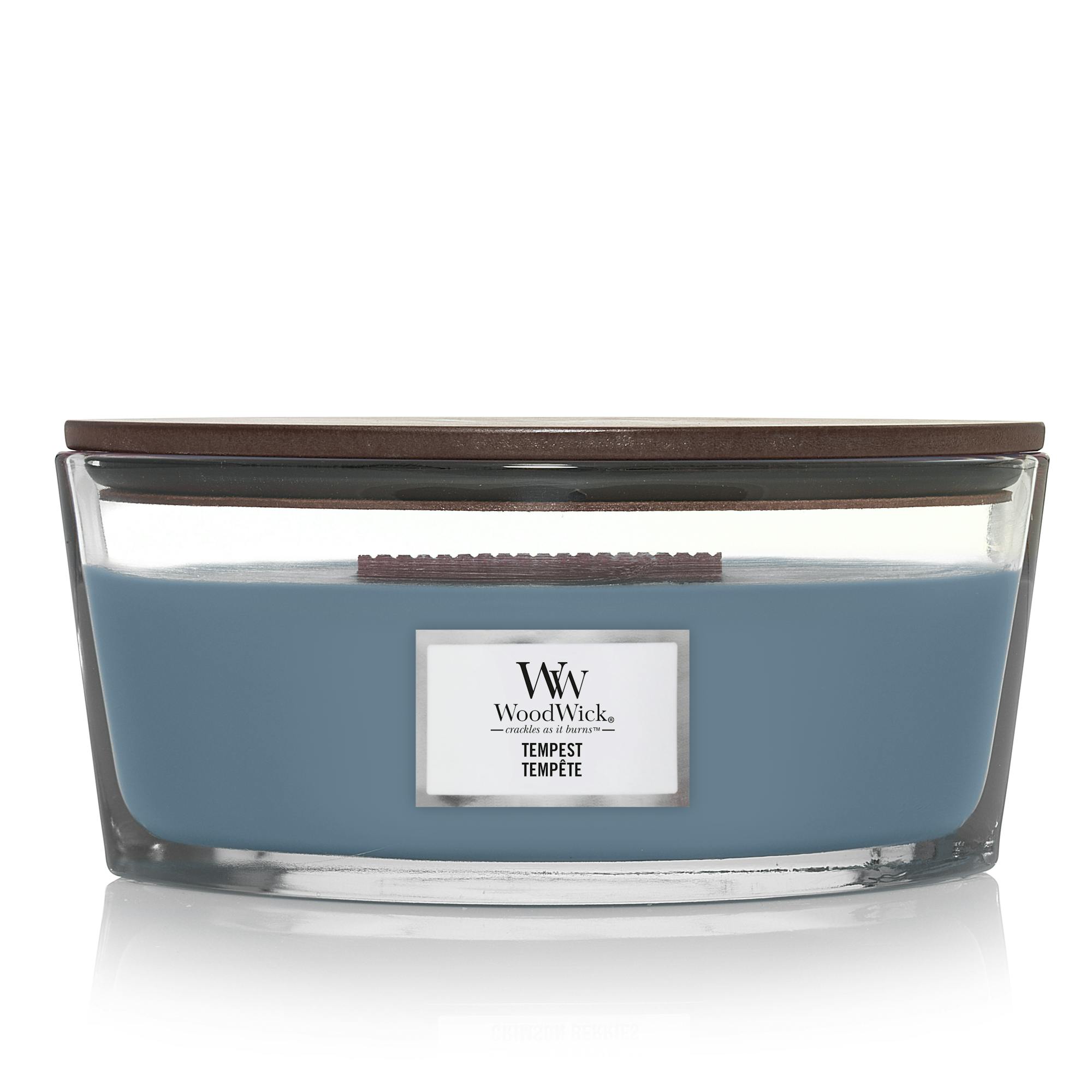 Tempest Ellipse Candle WoodWick, Blue, 9.2cm X 19.1cm X 12.1cm , Woody