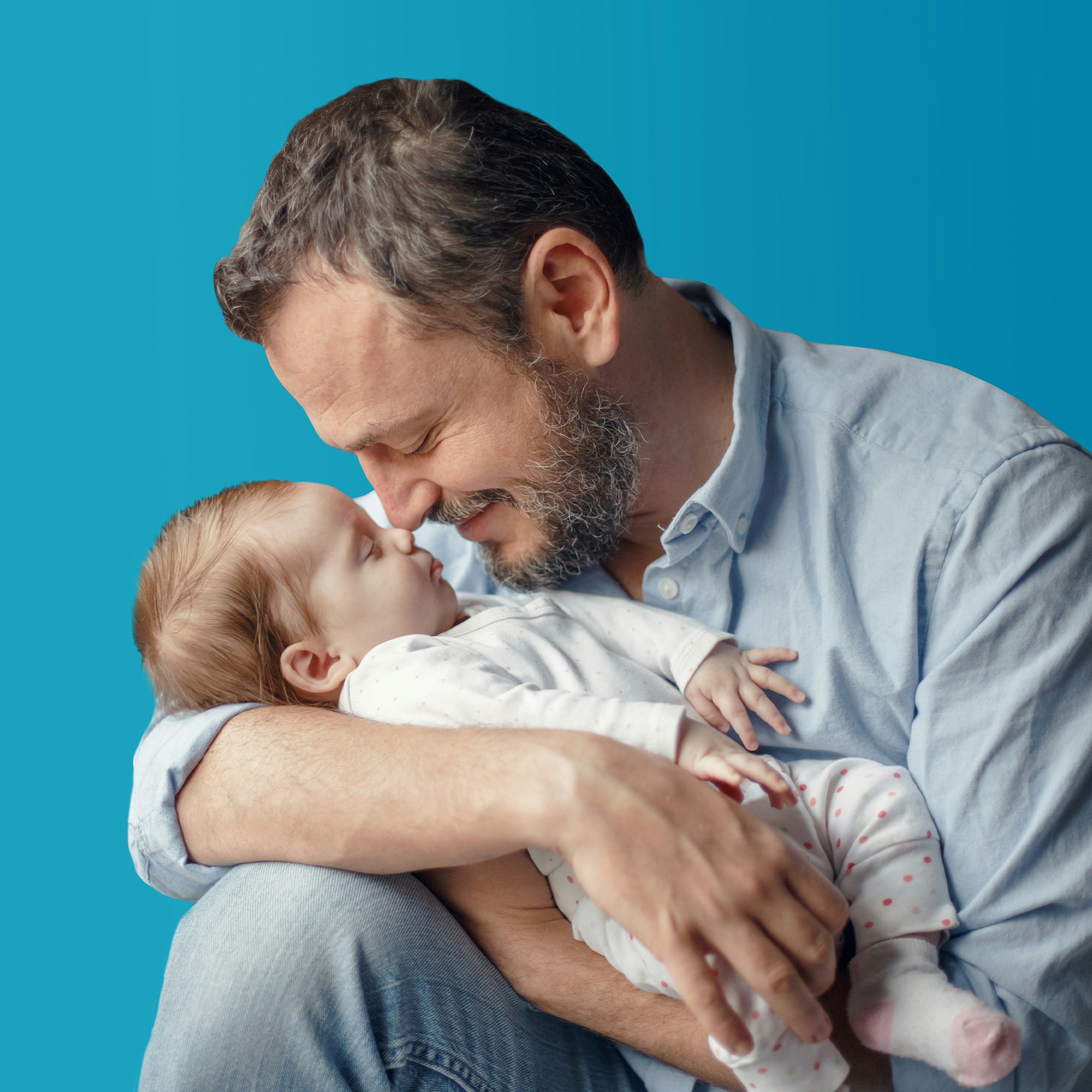 parent holding baby info tile