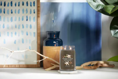 bayside cedar signature large jar candle on table
