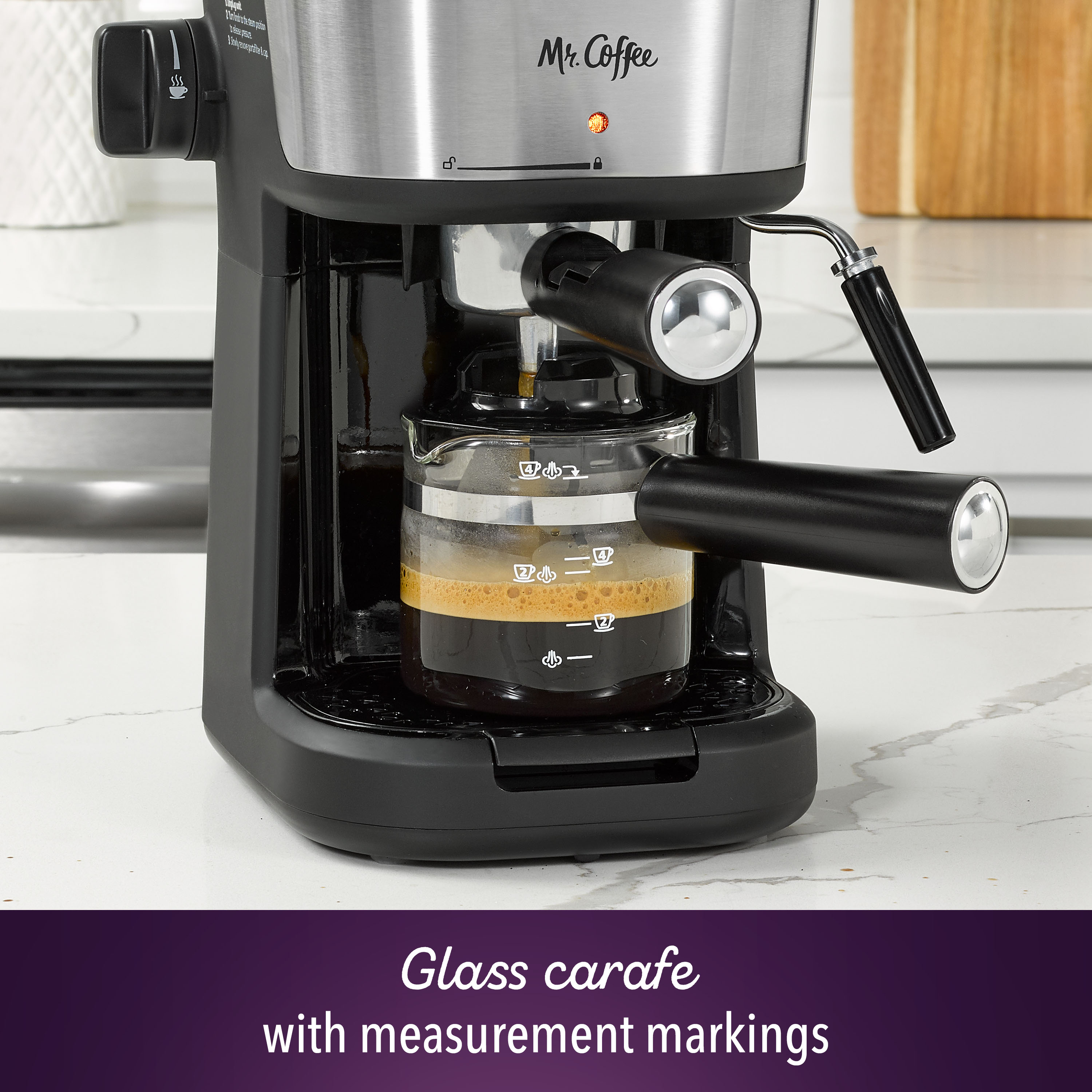 Mr. Coffee® 4-Shot Steam Espresso, Cappuccino, and Latte Maker