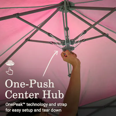Pinch-free set up and take down. Robust steel frame.