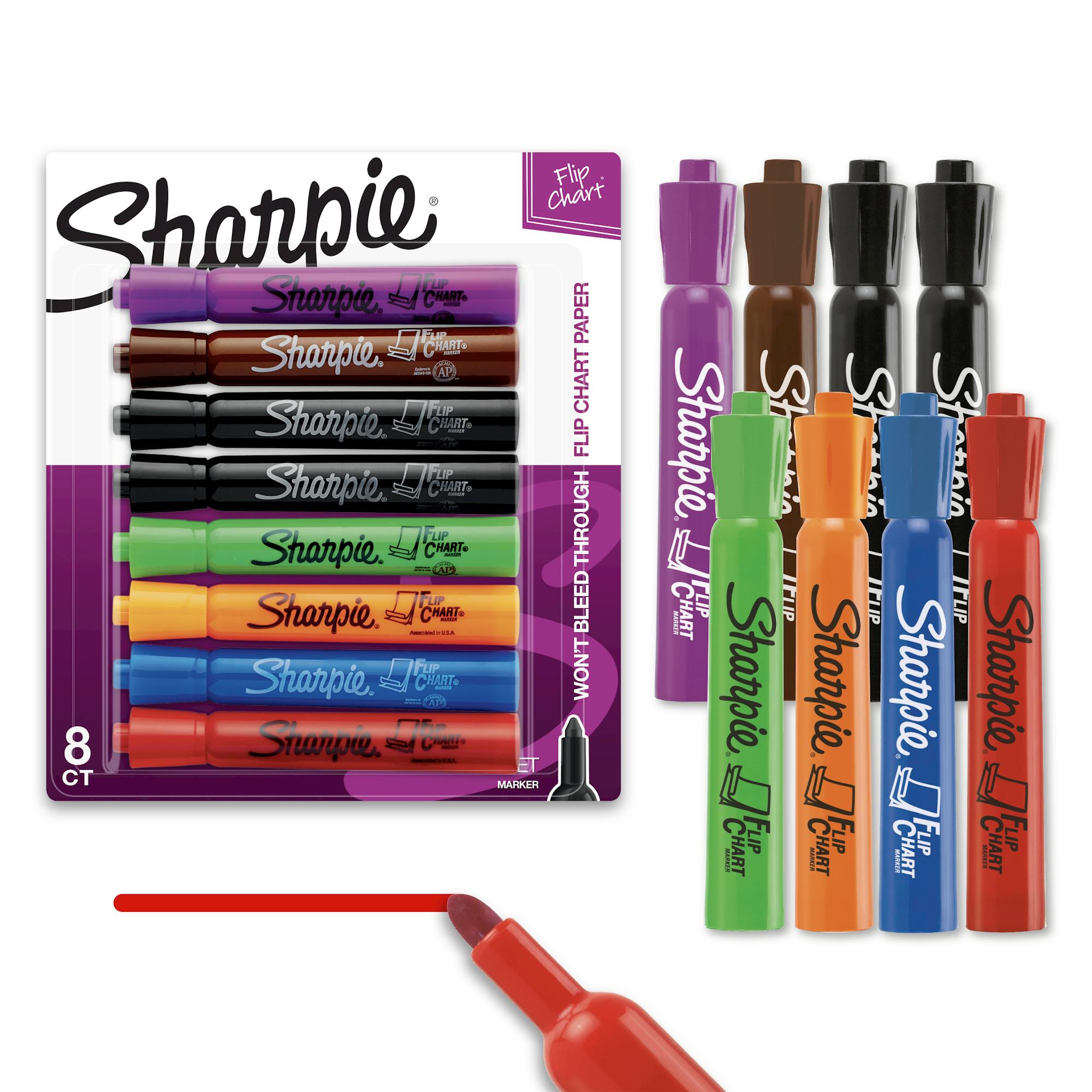 Sharpie Flip Chart Markers, Bullet Tip, Assorted Colors, Set Of 8