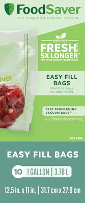 FoodSaver Easy Fill 1 Gallon Vacuum Sealer Bags, 10 Count