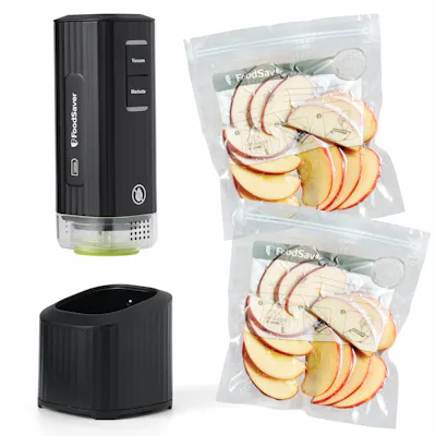 FoodSaver Mini Handheld Vacuum Sealer, Marinate Setting, Cordless Vacuum Sealer with Charging Dock, Black