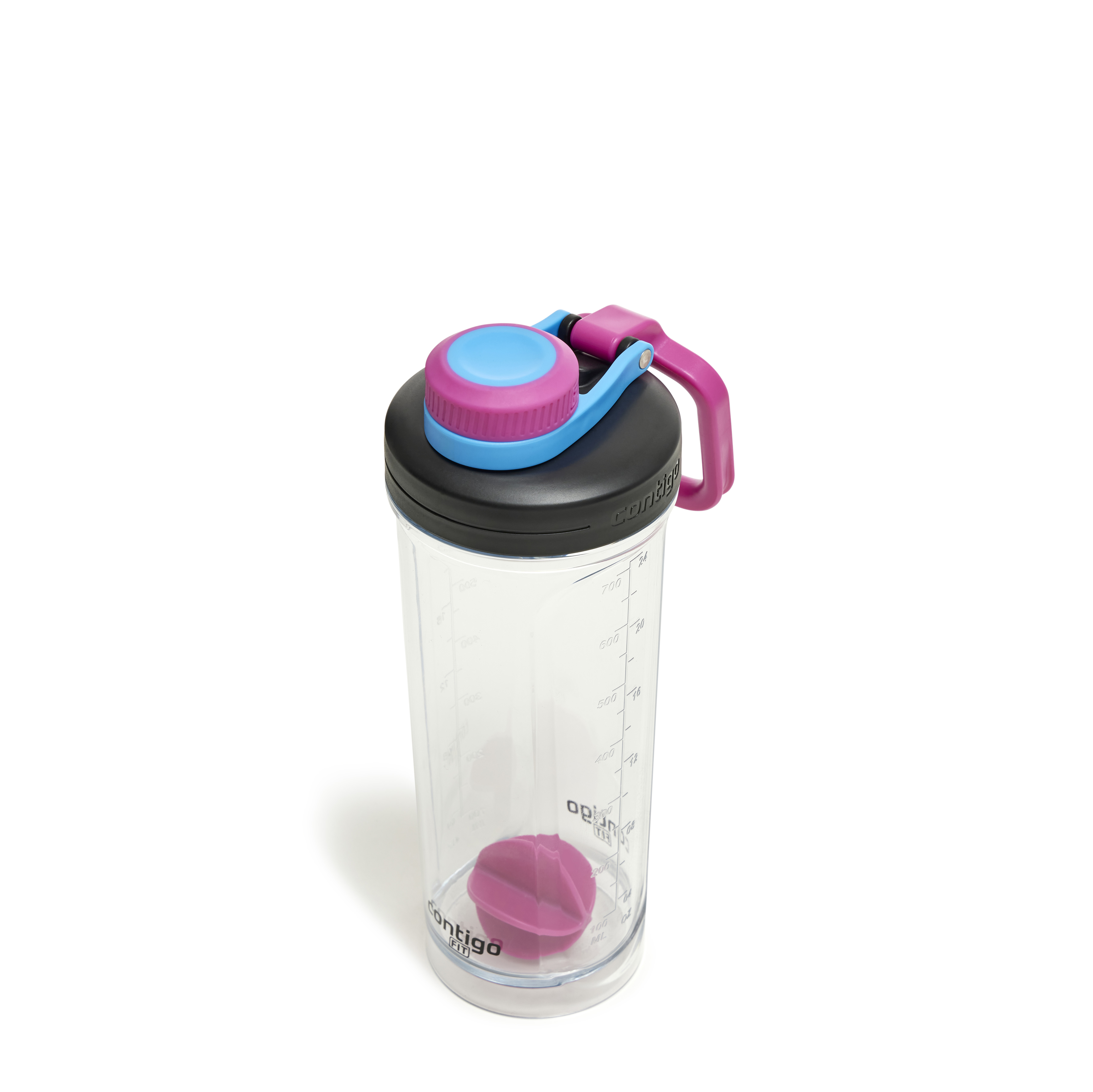 Contigo Fit Shake ＆ Go 2.0 シェイカーボトル プロテイン with Leak-Proof Lid, 20oz Gym ウォーターボトル プロテイン with Whisk and Carabiner Handle, Dis Shake \u0026 Go 2.0 Shaker, 820 ml | Contigo