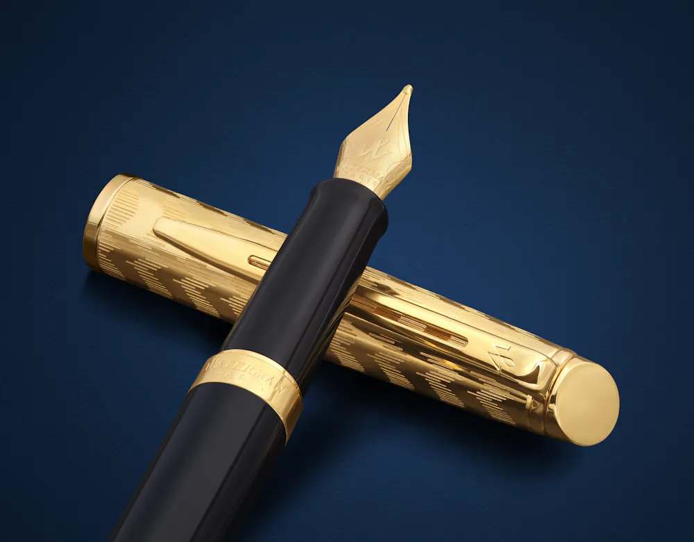 Parure Stylos Waterman Préface - Plume Or 18 Carats + Bille - Laque Vert-noir - Neuf Avec écrin