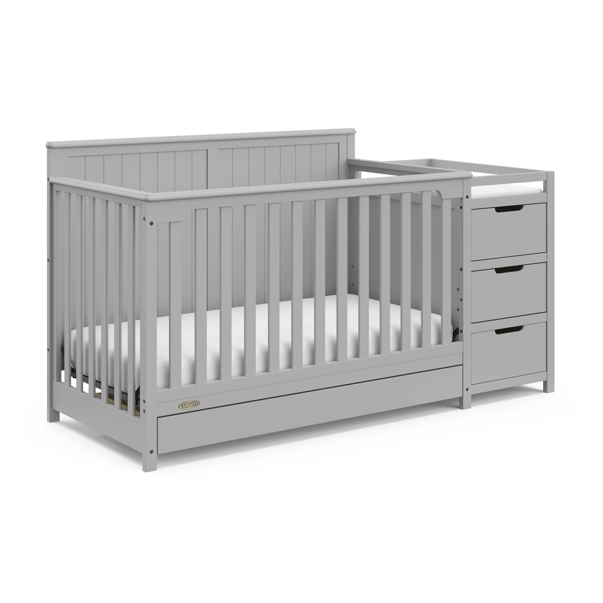 Grey Crib Crib With Attached Changing Table Storkcraft Cot And