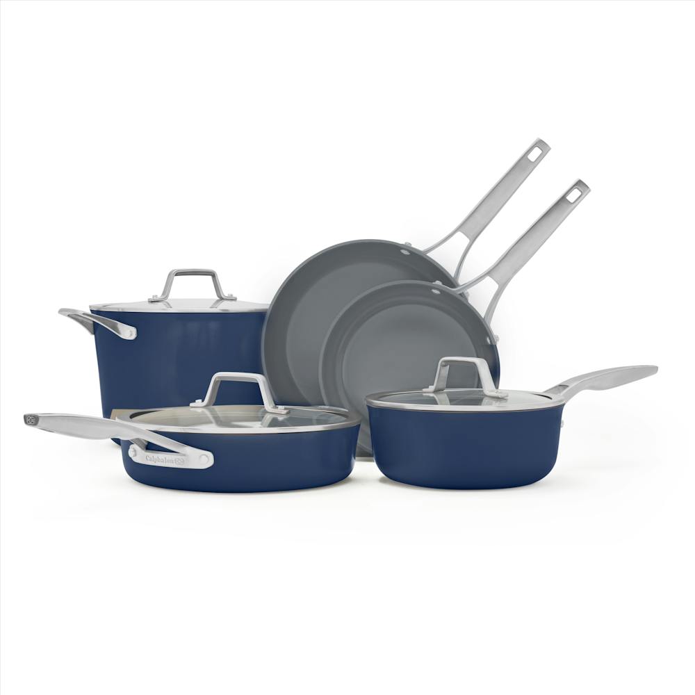 Premier Ceramic Nonstick 8-Piece Cookware Set, Midnight Blue | Calphalon