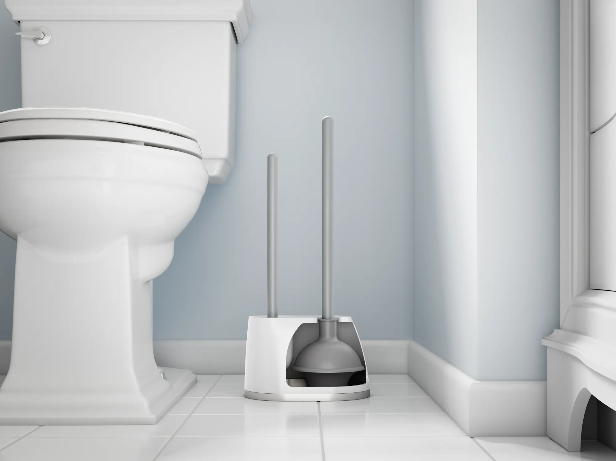 UMIEN Toilet Brush & Plunger Set - 18-Inch Stainless Steel With Freestanding Canister 5 thumbnail image