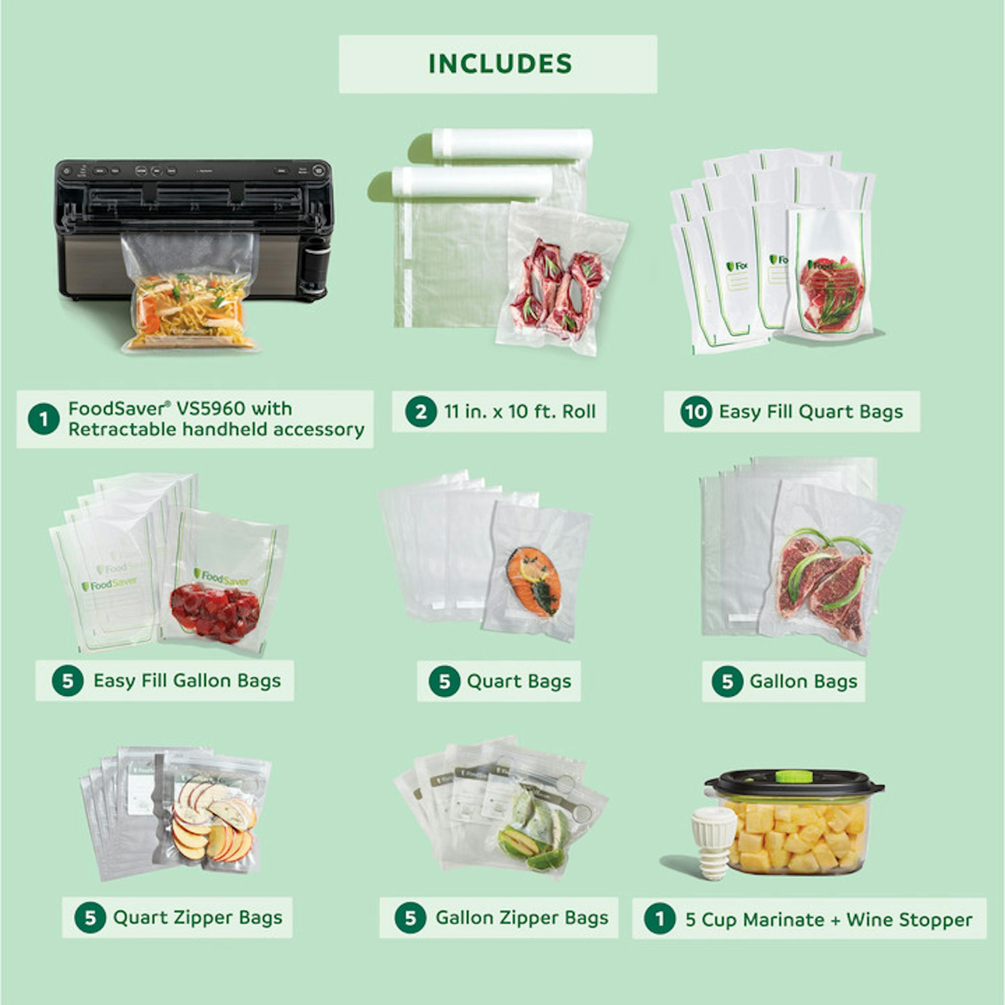 Food Saver V300 with box of 45 Quart Size orders Bags