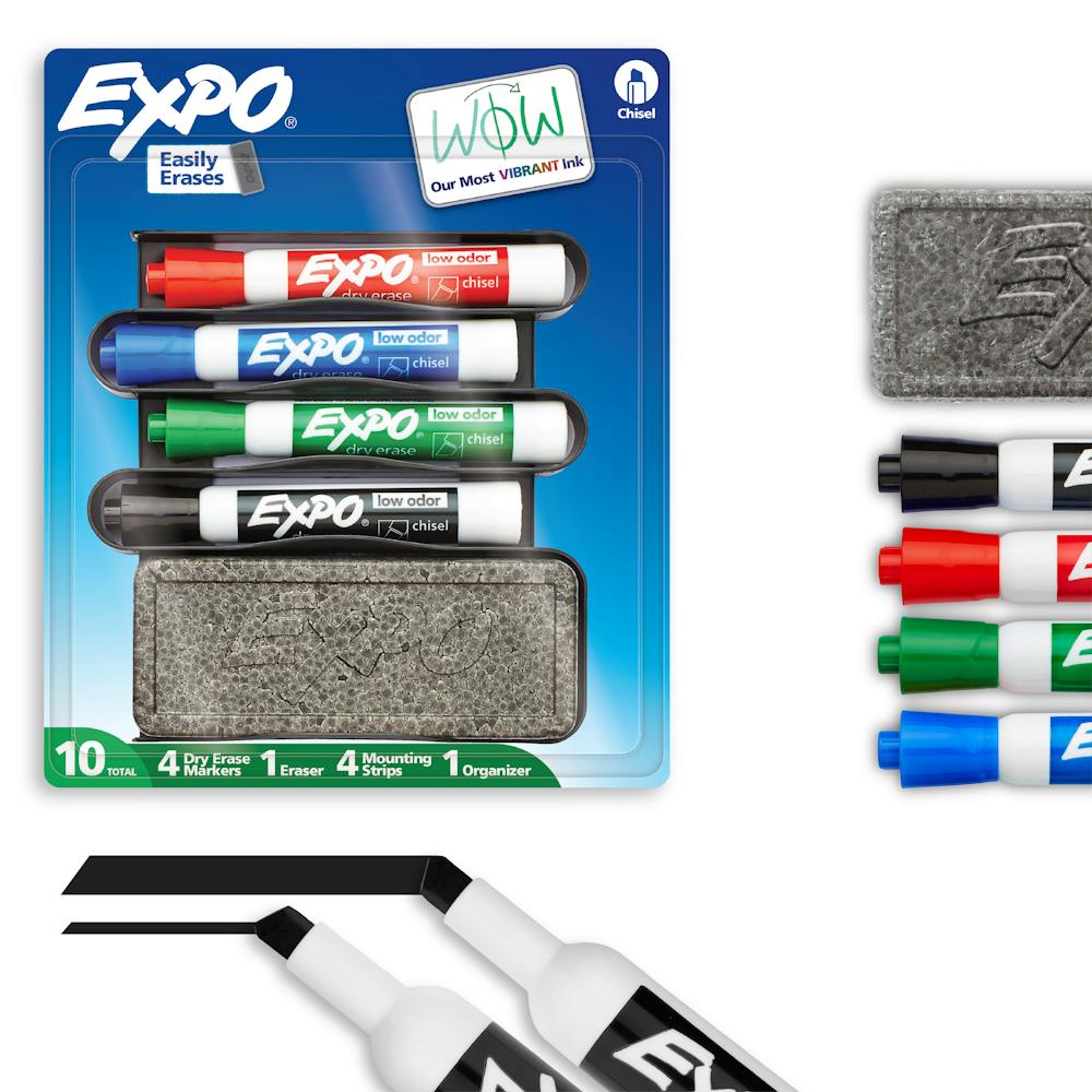 Chisel Tip Dry Erase Markers With Erasers Attached EXPO Low Odor