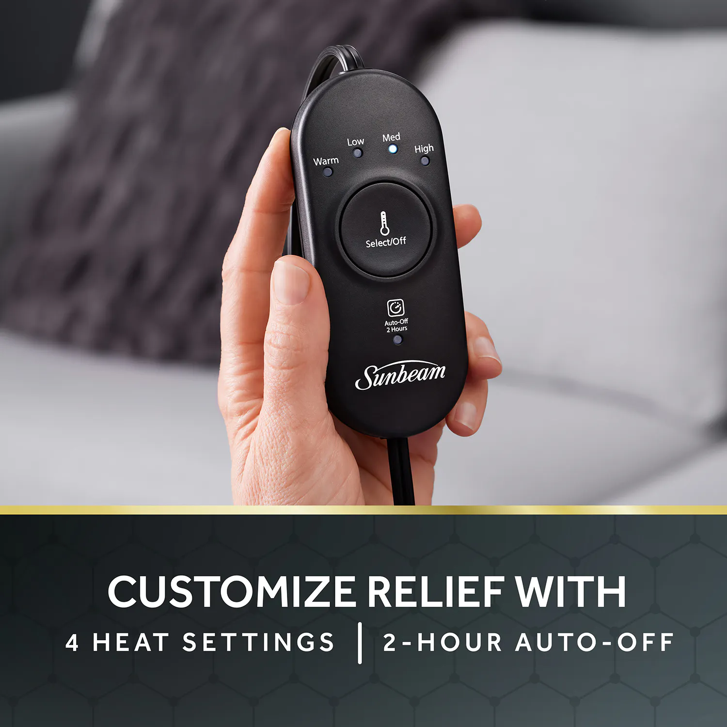 Sunbeam UTK Homedics heating pad with UL ETL certification and auto shut-off features