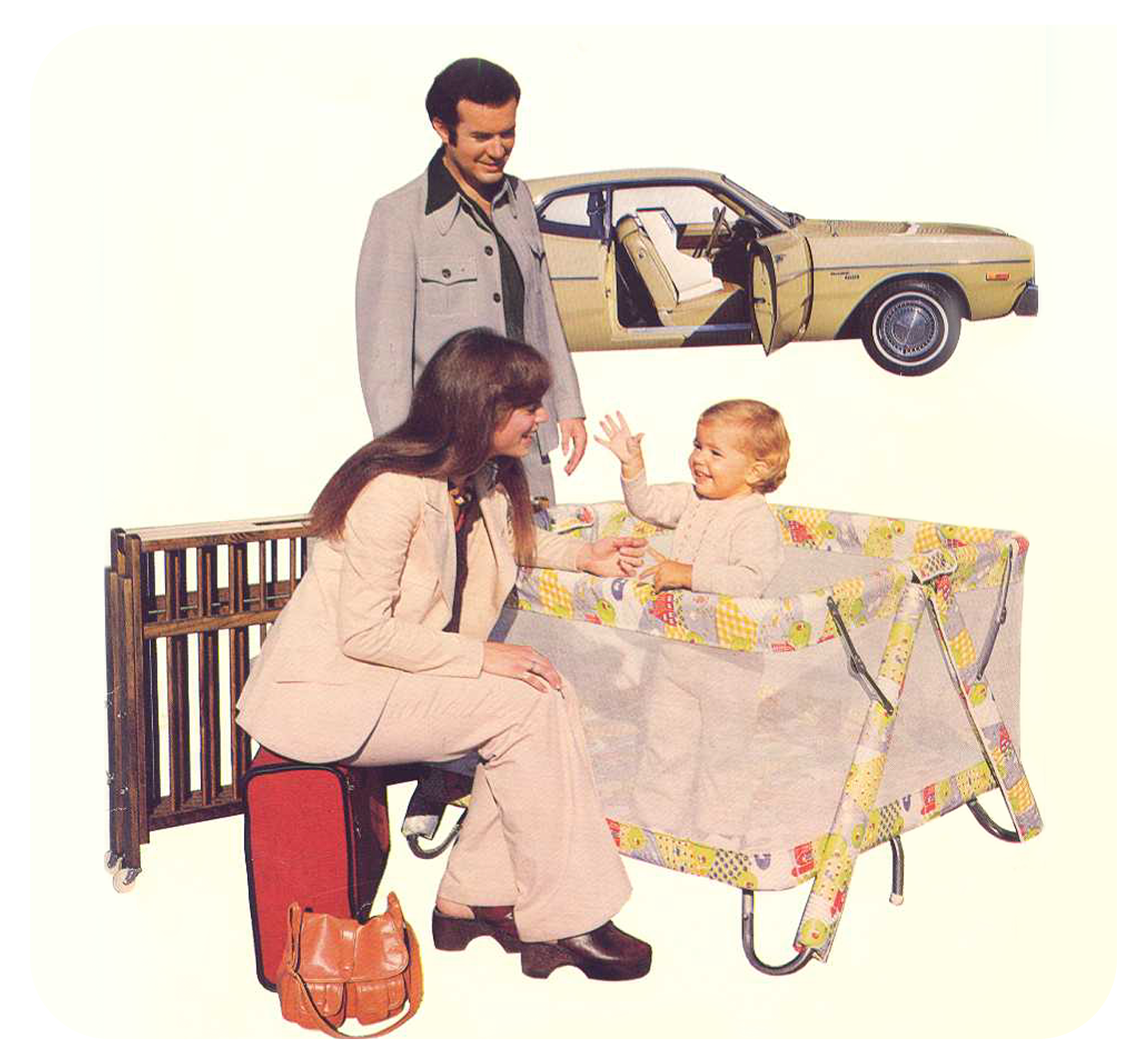 vintage baby in crib