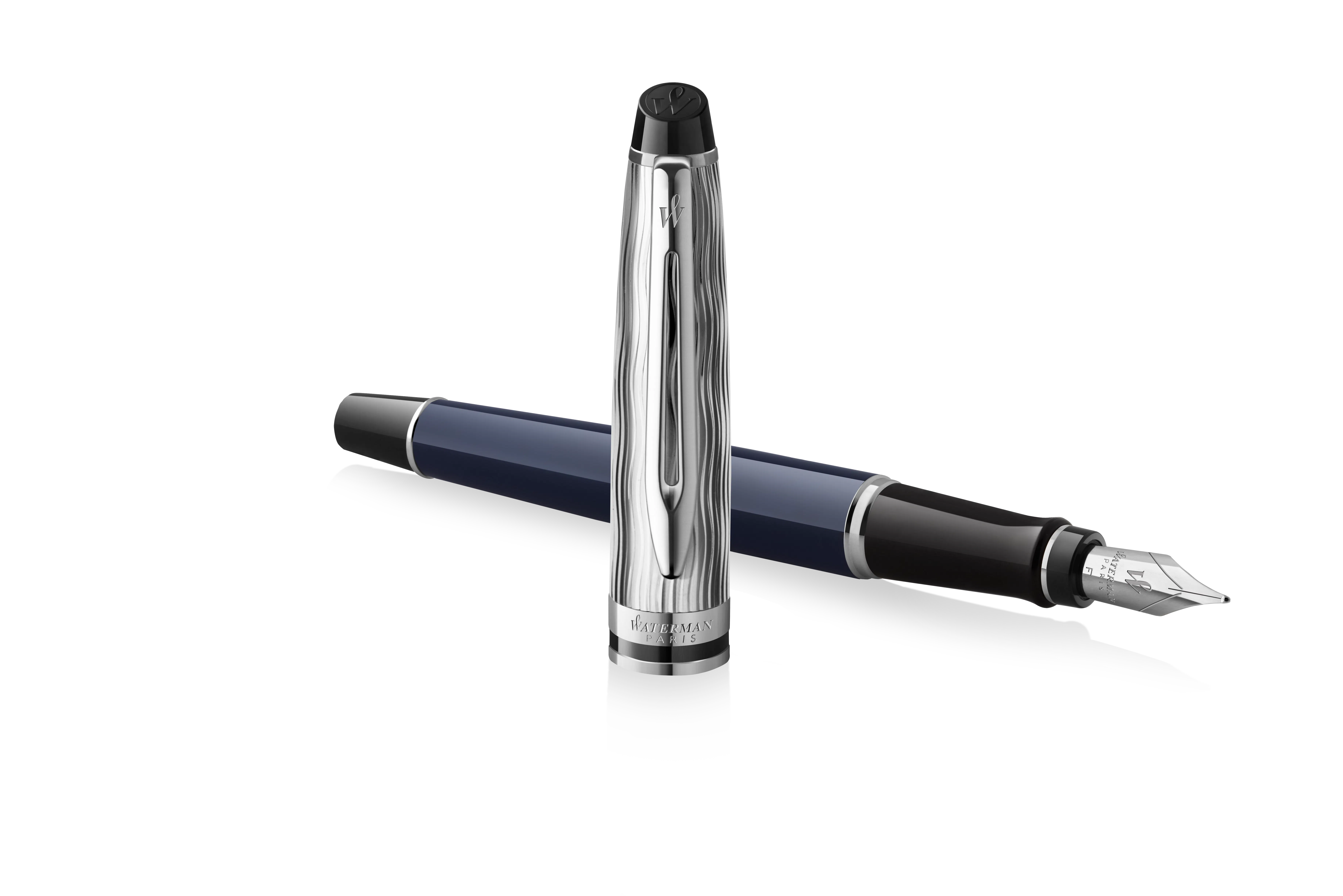 Stylo Cadeau étui Premium Stylo Plume Waterman Expert - Laque Argentée Ruthénium, Plume Fine Acier, étui Cadeau Waterman Expert Laque Argentée