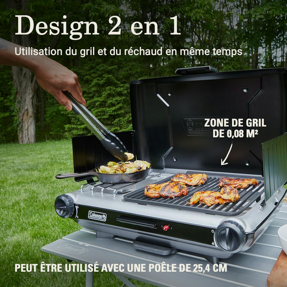 Classic 2-in-1 Camping Grill/Stove, Black