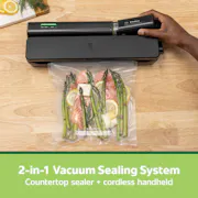 FoodSaver® Handheld+ 2-in-1 Vacuum Sealing System, Handheld and Countertop Vacuum Sealer, 8-Piece Starter Kit, Matte Black