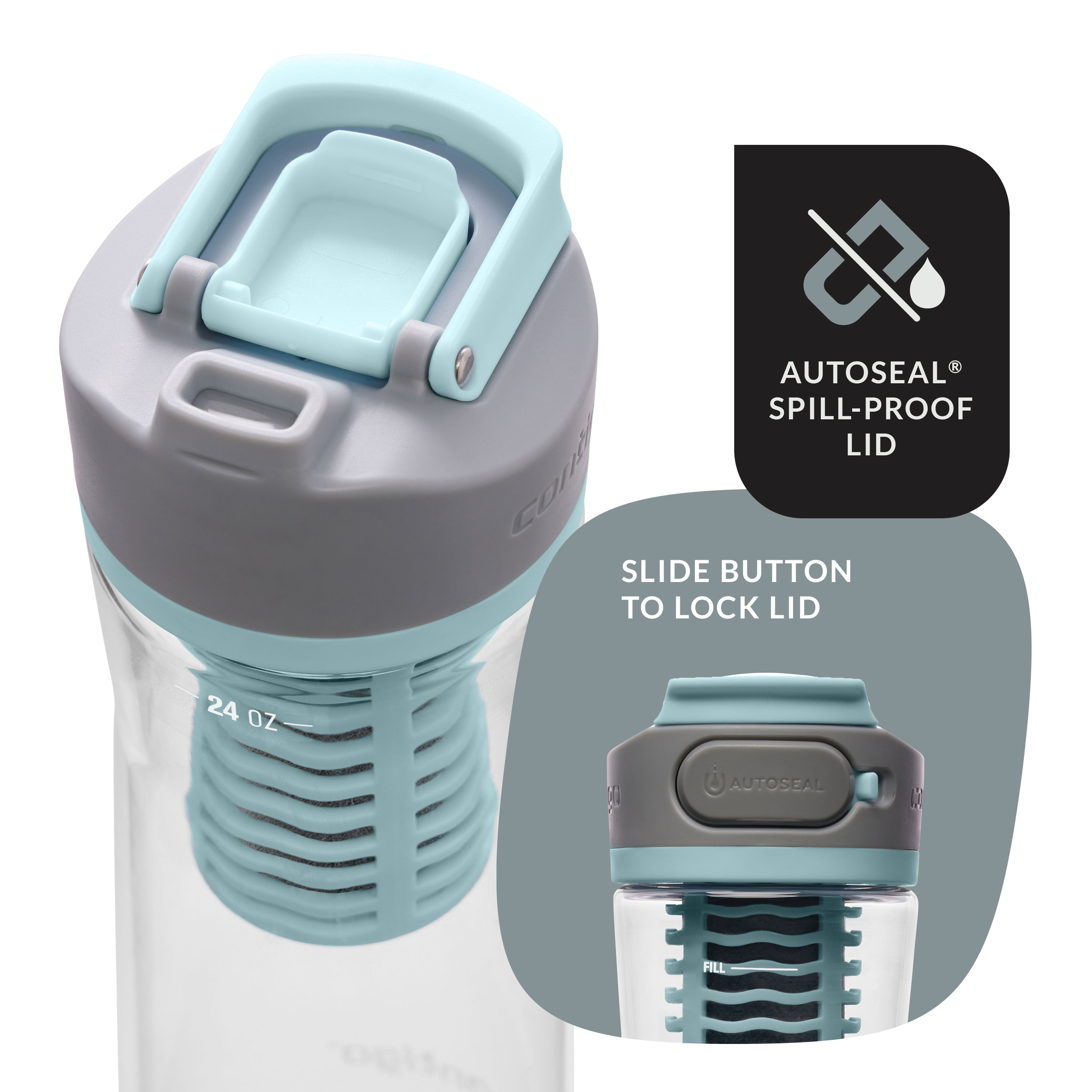 Contigo Clybourn Freeflow Filtration Tritan Water Bottle with AUTOSEAL LID, 24oz - Thumbnail 2