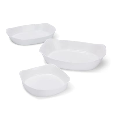 Ensemble de plats de cuisson au four en verre RubbermaidMD DuraLiteMC, ensemble de 3 pièces, plats de cuisson ou plats à gratin, grandeurs variées