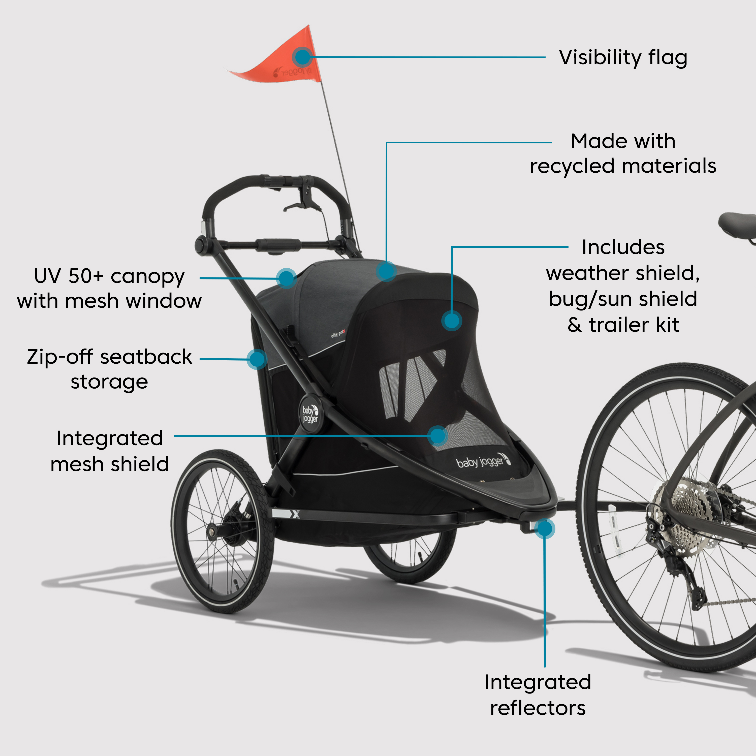 Baby jogger and bike shops trailer