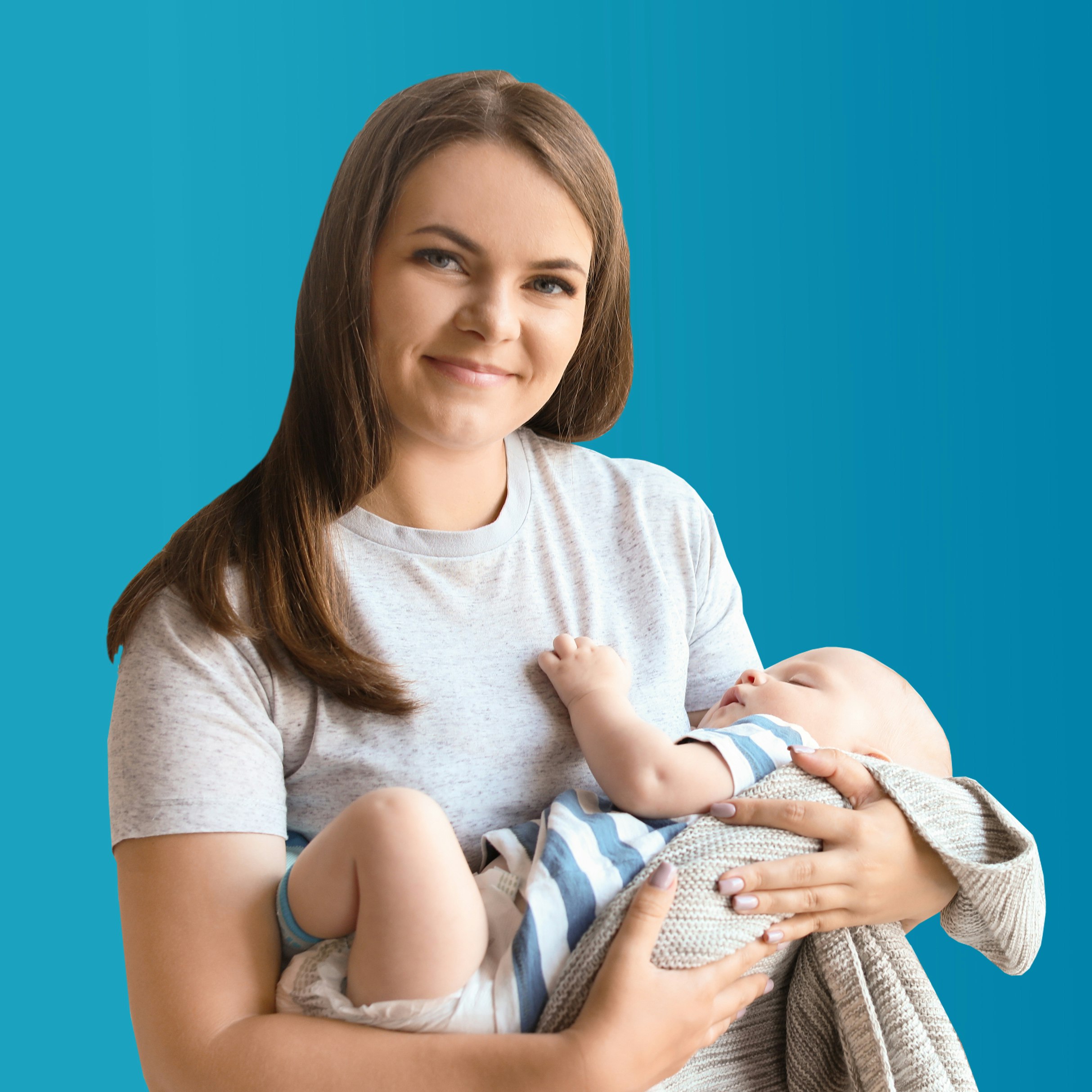 parent holding baby info tile