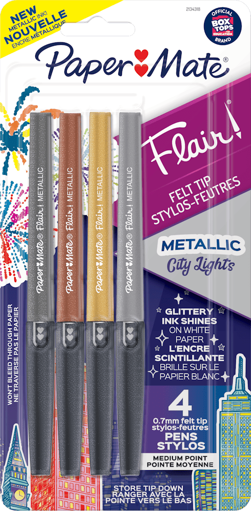 Paper Mate Flair Felt Tip Pens, Metallic City Lights, Medium Point