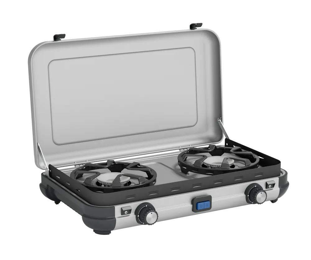 Réchaud De Camping Campingaz Kitchen 2 Maxi CV – 2 Brûleurs, Allumage Piézo, Protection Vent FLAMEGUARD