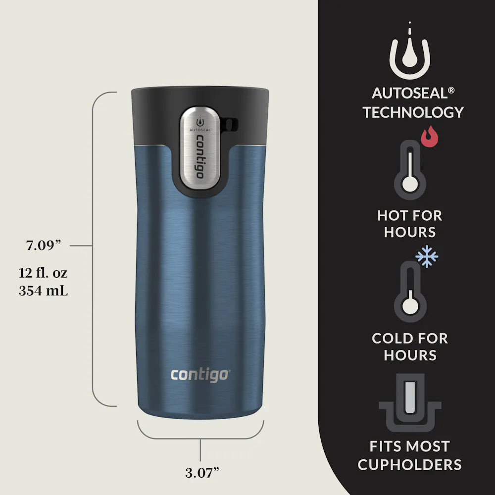 Contigo AUTOSEAL West Loop Vacuum-Insulated Stainless Steel Travel Mug  with Easy-Clean Lid, 12 oz | Contigo