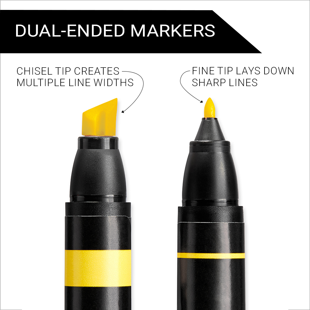 Premier® Dual-Ended Art Marker Sets, Fine and Chisel Tip