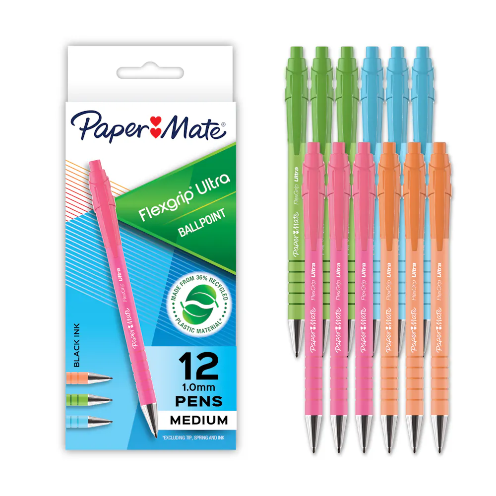 Paper Mate FlexGrip Ultra Retractable Ballpoint Pens Recycled Material ...