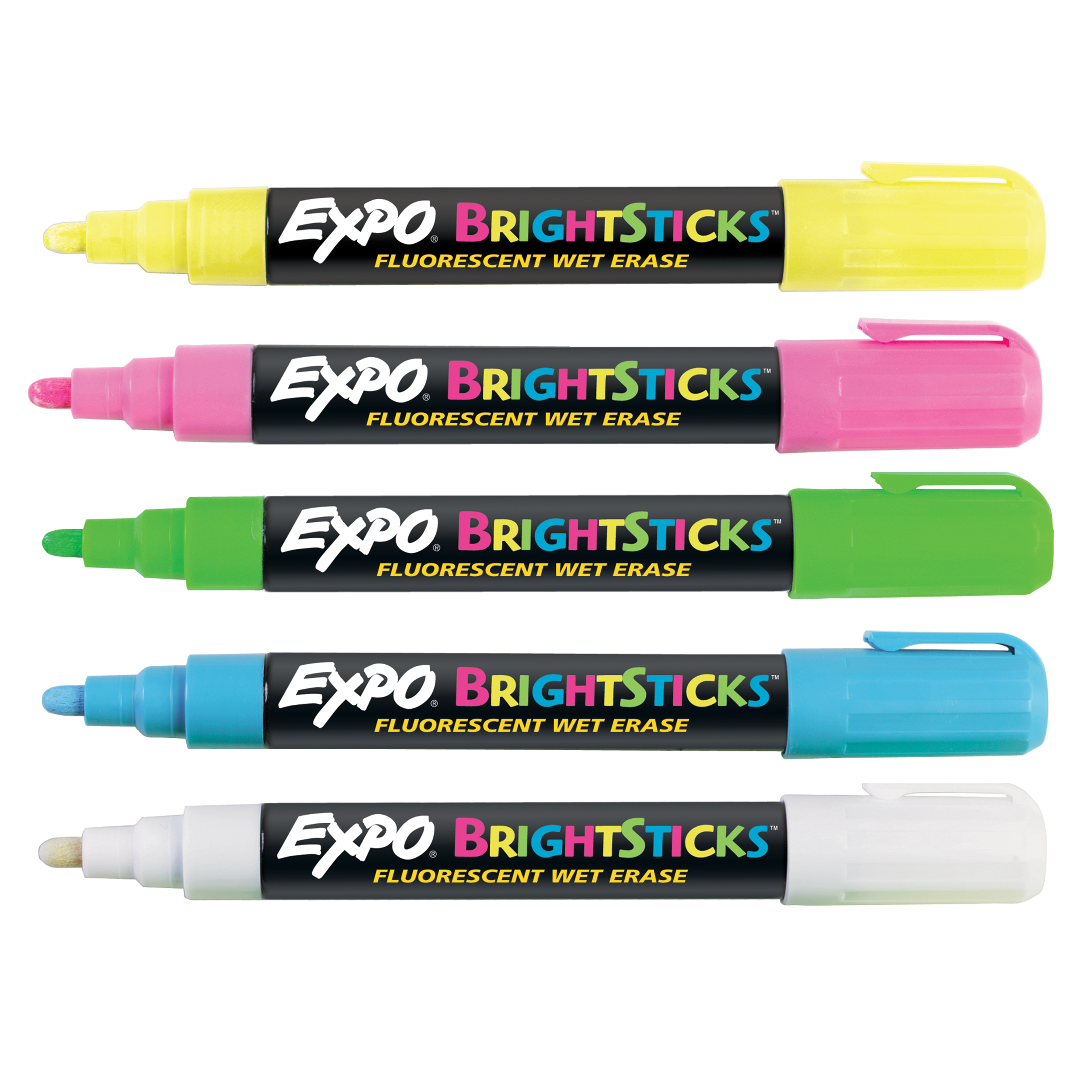 EXPO Bright Sticks Wet Erase Fluorescent Markers, Bullet Tip | Expo