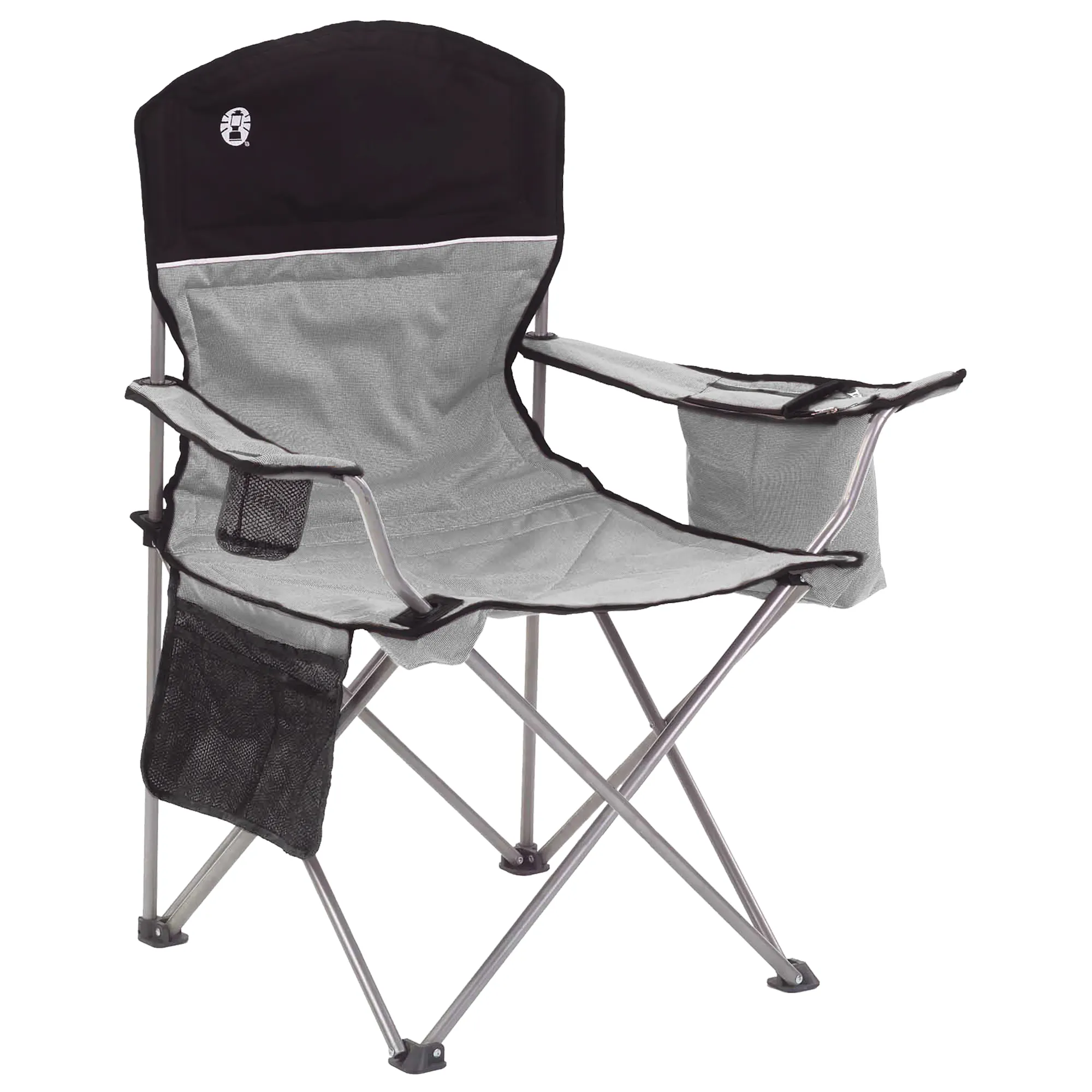 Coleman Cooler Quad Chair | Black | Cup Holder | Strong Steel Frame | Adjustable Arm Heights