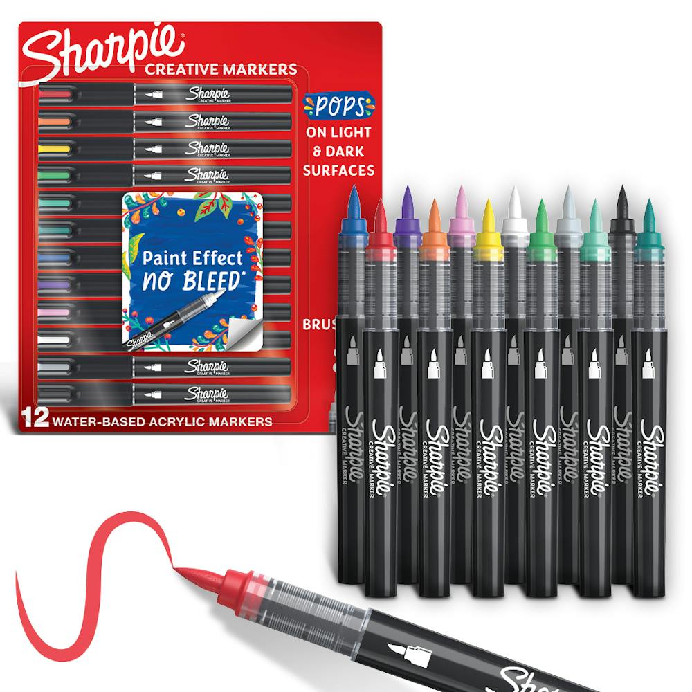 Sharpie Creative Markers, Water-Based Acrylic Markers, Brush Tip