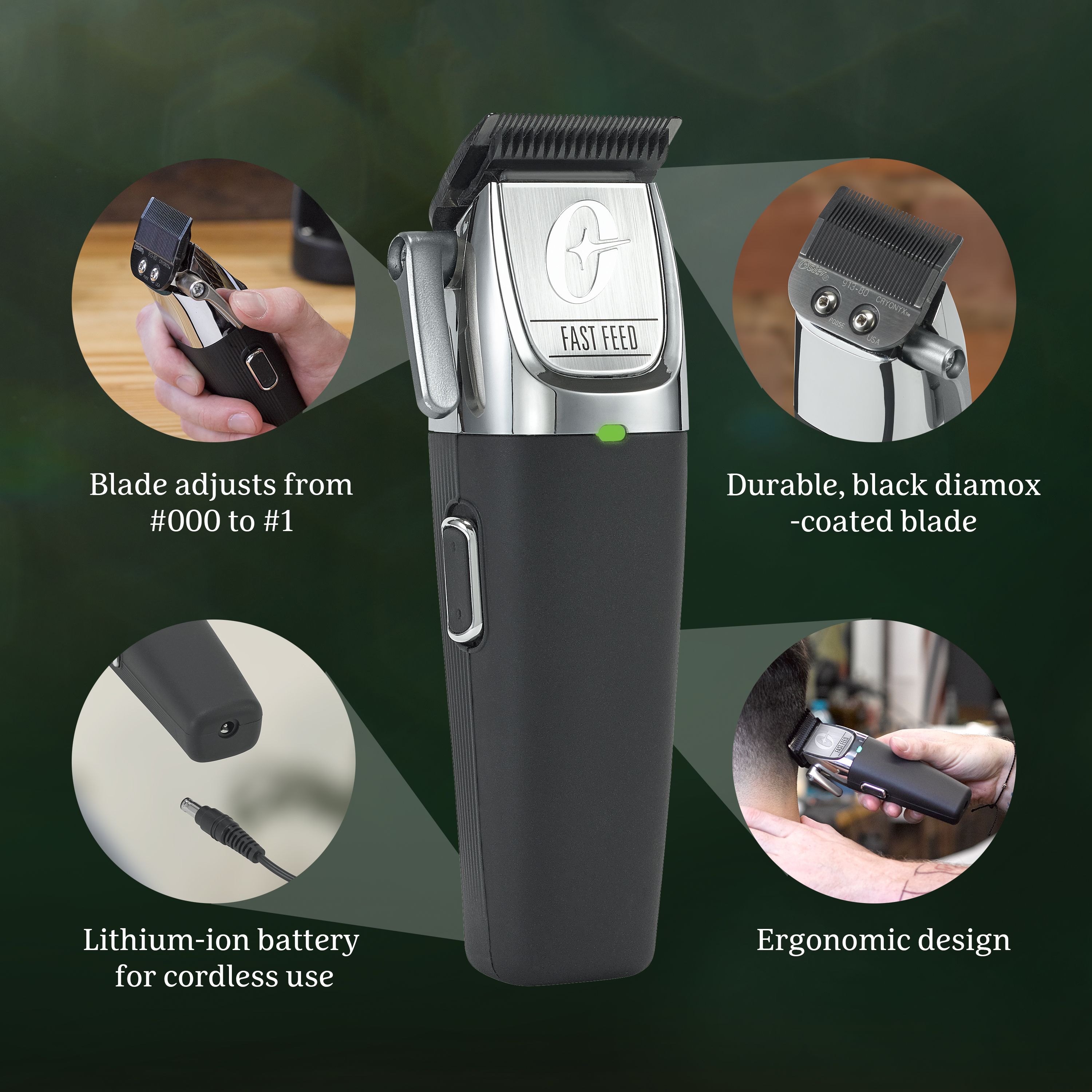 Oster® Professional Fast Feed® Cordless Clippers, Black | Oster Pro