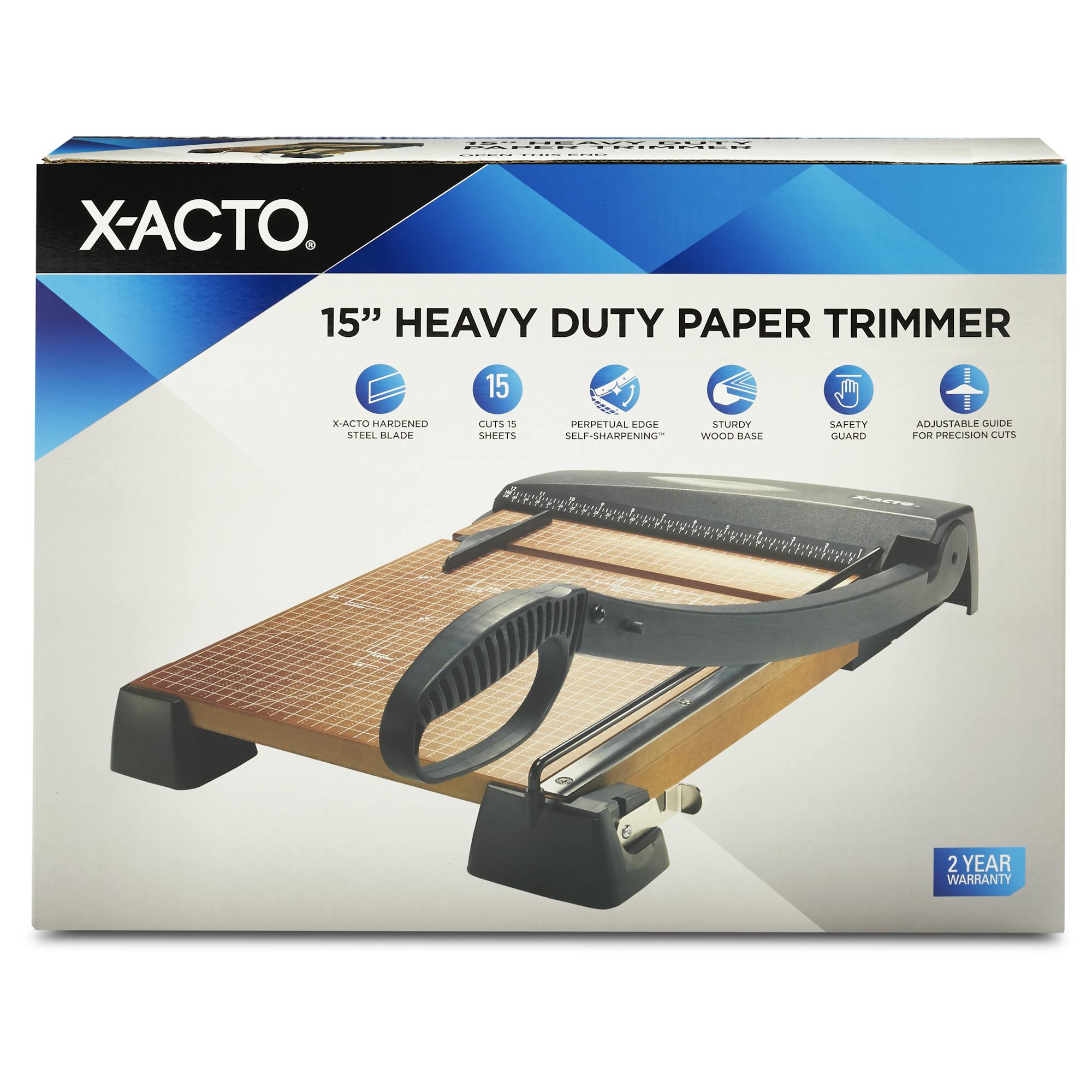 X-ACTO® Heavy-Duty Wood Guillotine Trimmer, 15 Sheet Capacity, 15