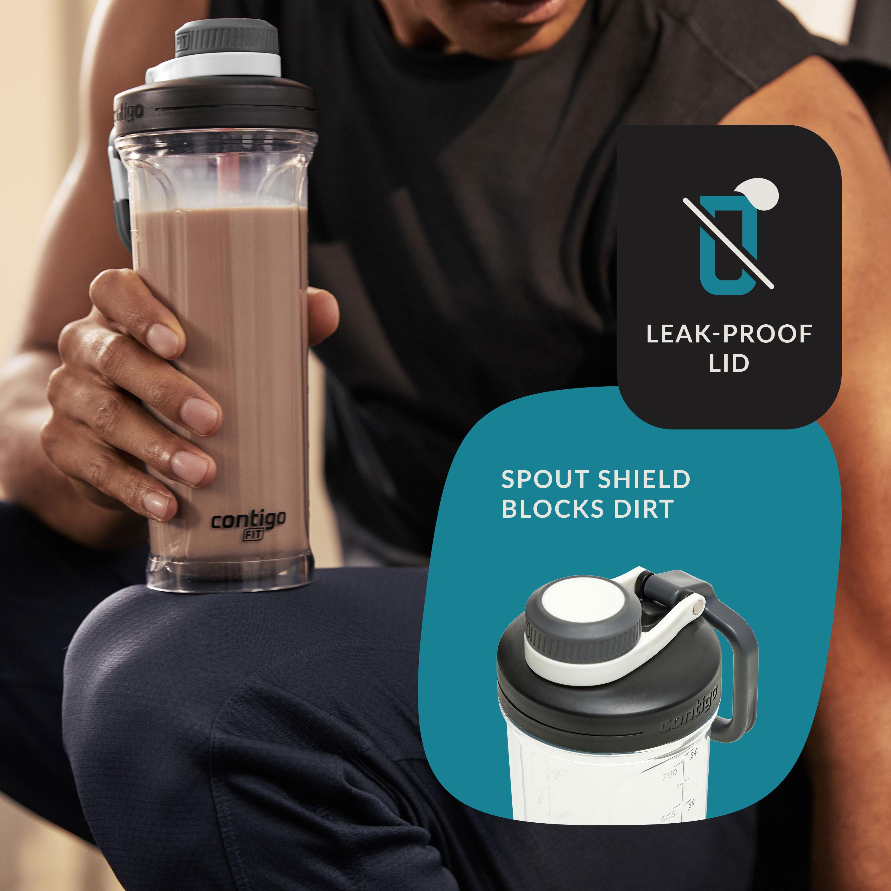 Shake & Go Fit 2.0, Mixer Bottle with Snap Lid, 28oz, Salt | Contigo