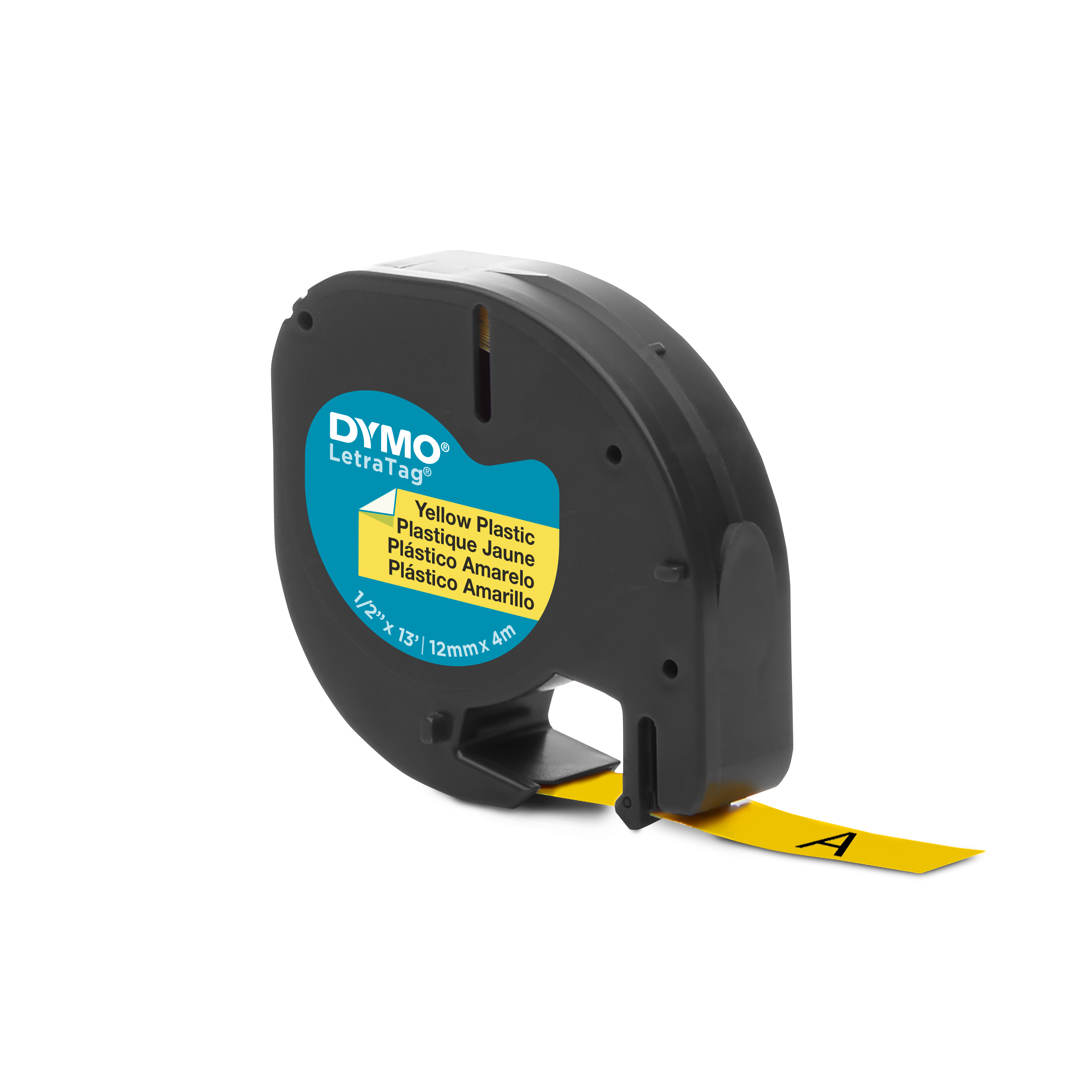 Nastro Plastica Etichette 91221 10 Nastri Per Etichettatrice Dymo LetraTag LT-100H - Nastro Nero Su Bianco 12mm, 4 Metri Ciascuno Etichette Nere Su Bianco