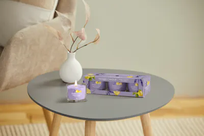 gray side table with vase