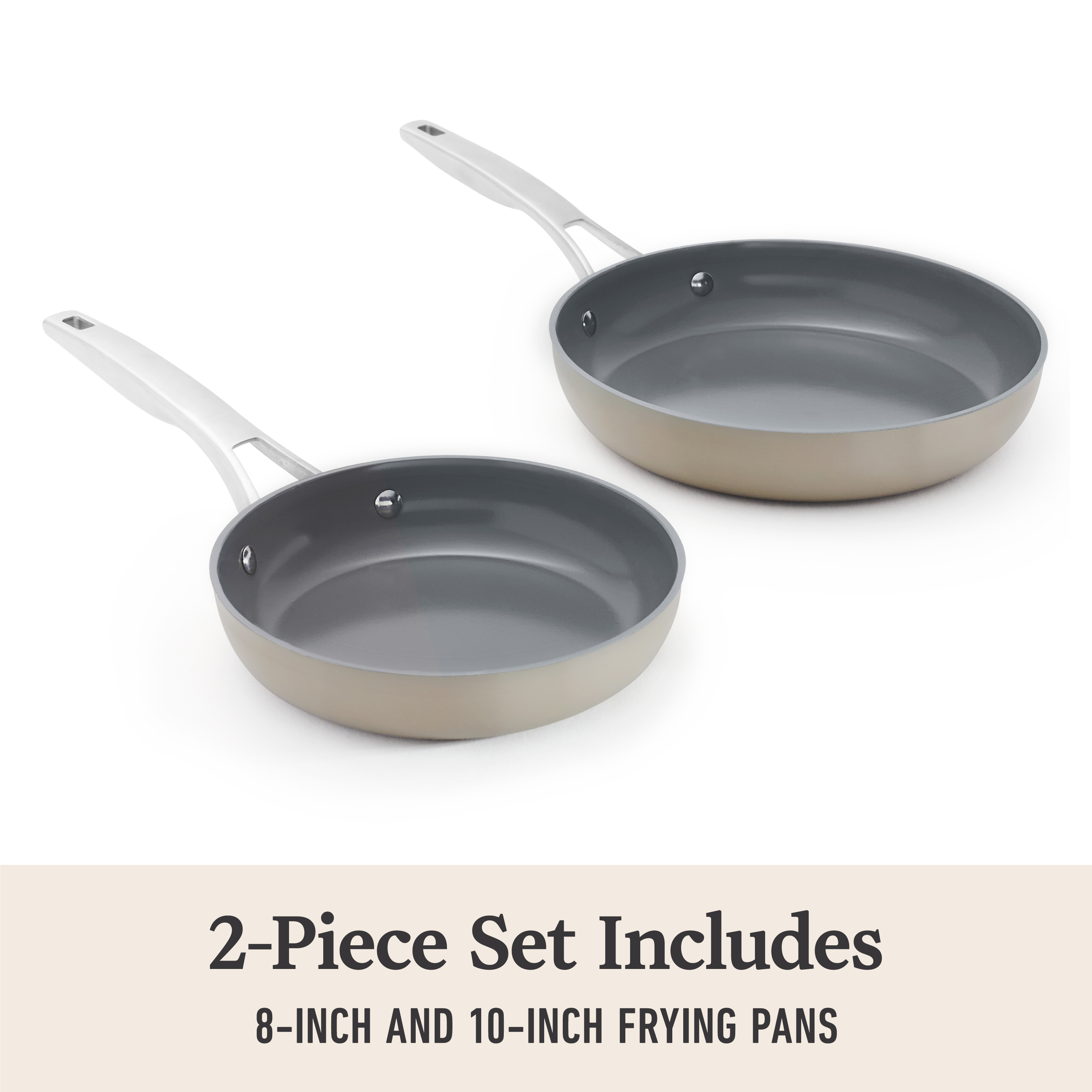 Calphalon プレミアステンレススチール 8インチと10インチ フライパンコンボ並行輸入 Premier Ceramic Nonstick 8\" and 10\" Frying Pan Set, Mushroom Grey