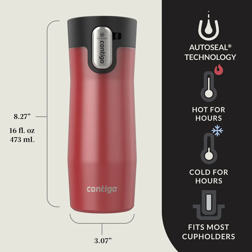 Contigo West Loop 3.0 Stainless Steel Travel Mug with AUTOSEAL Lid, 16oz,  2-Pack | Coleman