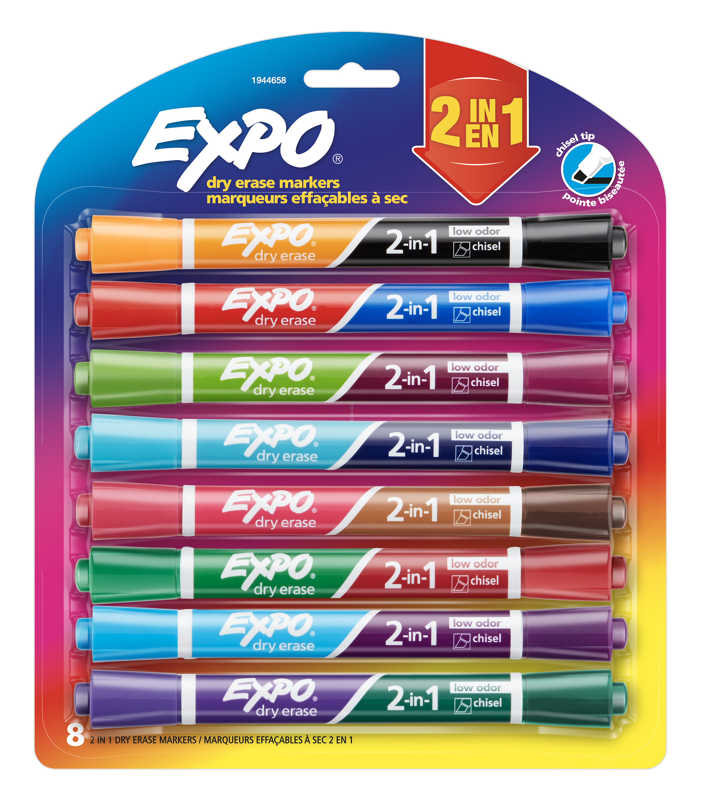 EXPO 2-in-1 Dry Erase Markers, Chisel Tip | Expo