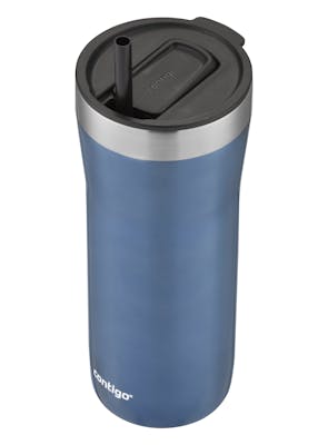 Streeterville Stainless Steel Tumbler with Plastic Straw and Splash-Proof Lid, 32 oz