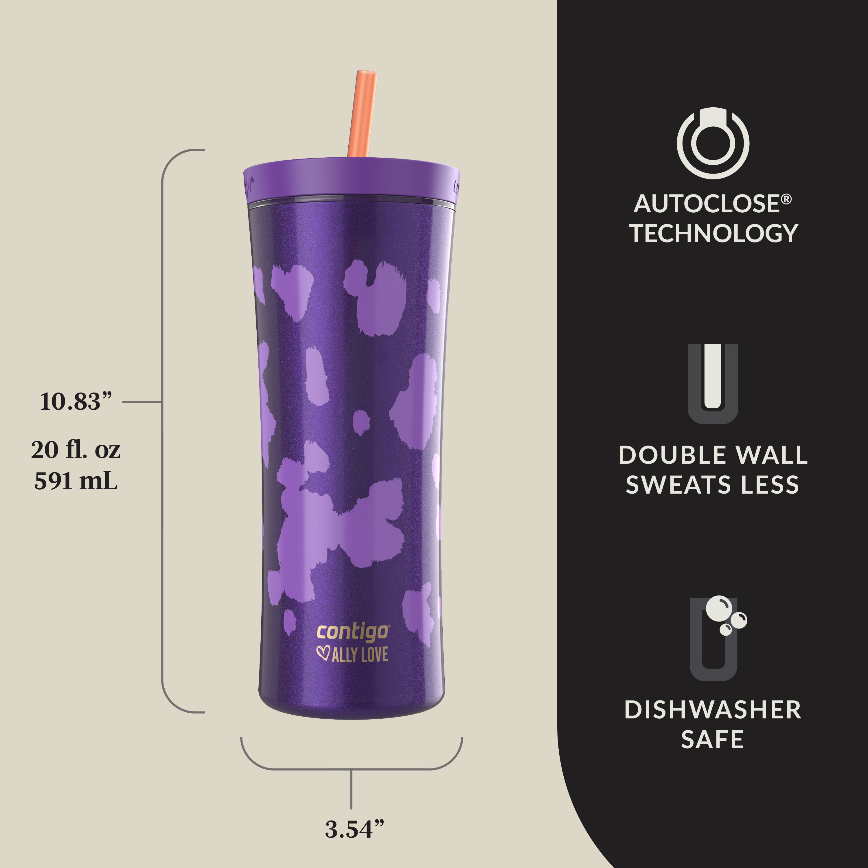 Contigo x Ally Love Streeterville AUTOCLOSE Shake & Go Tumbler, 20oz - Thumbnail 5