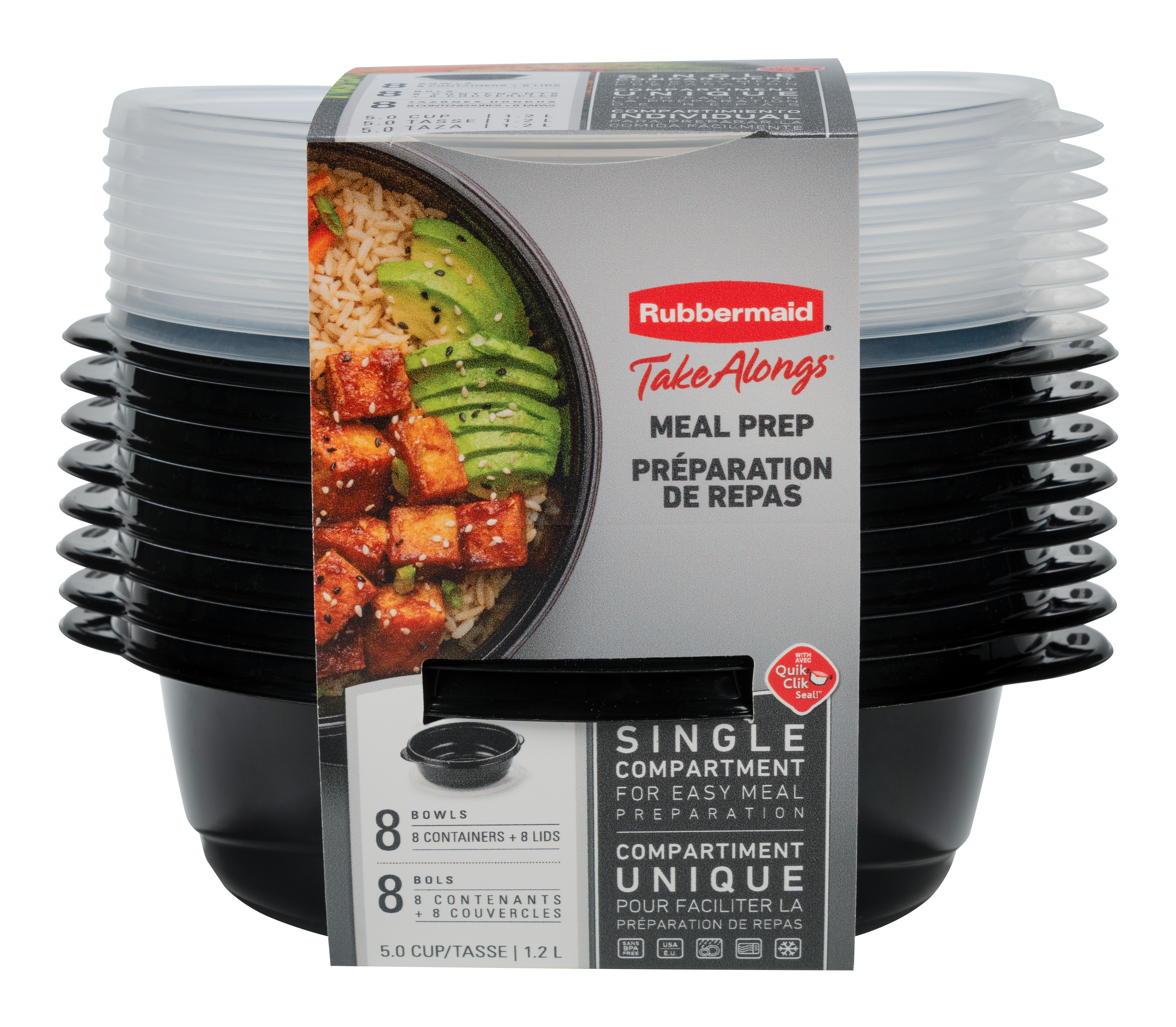TakeAlongs Food Storage 5 Cup Containers, Meal Prep