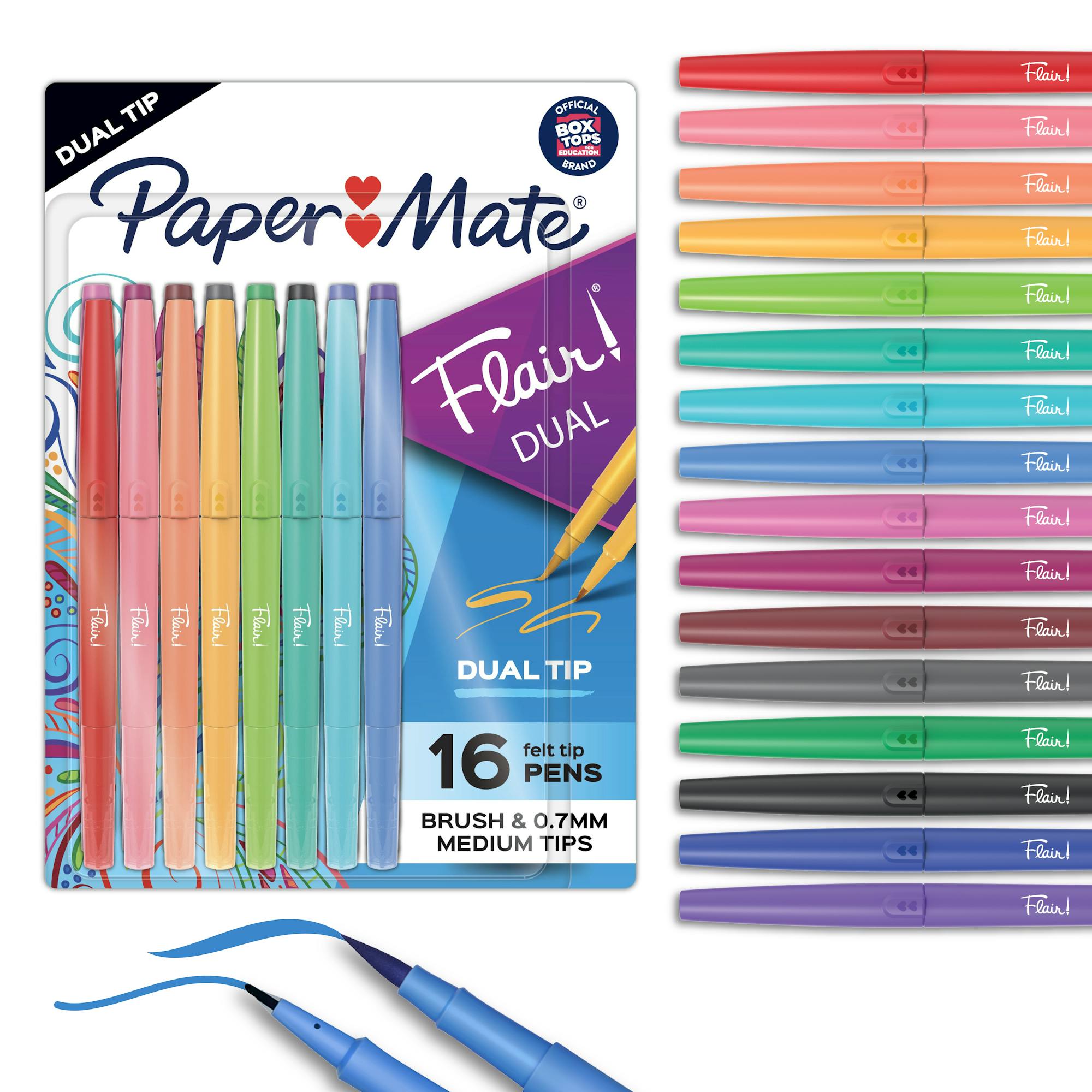 Paper Mate Flair DUAL Pens, Brush & Medium Tips (0.7mm