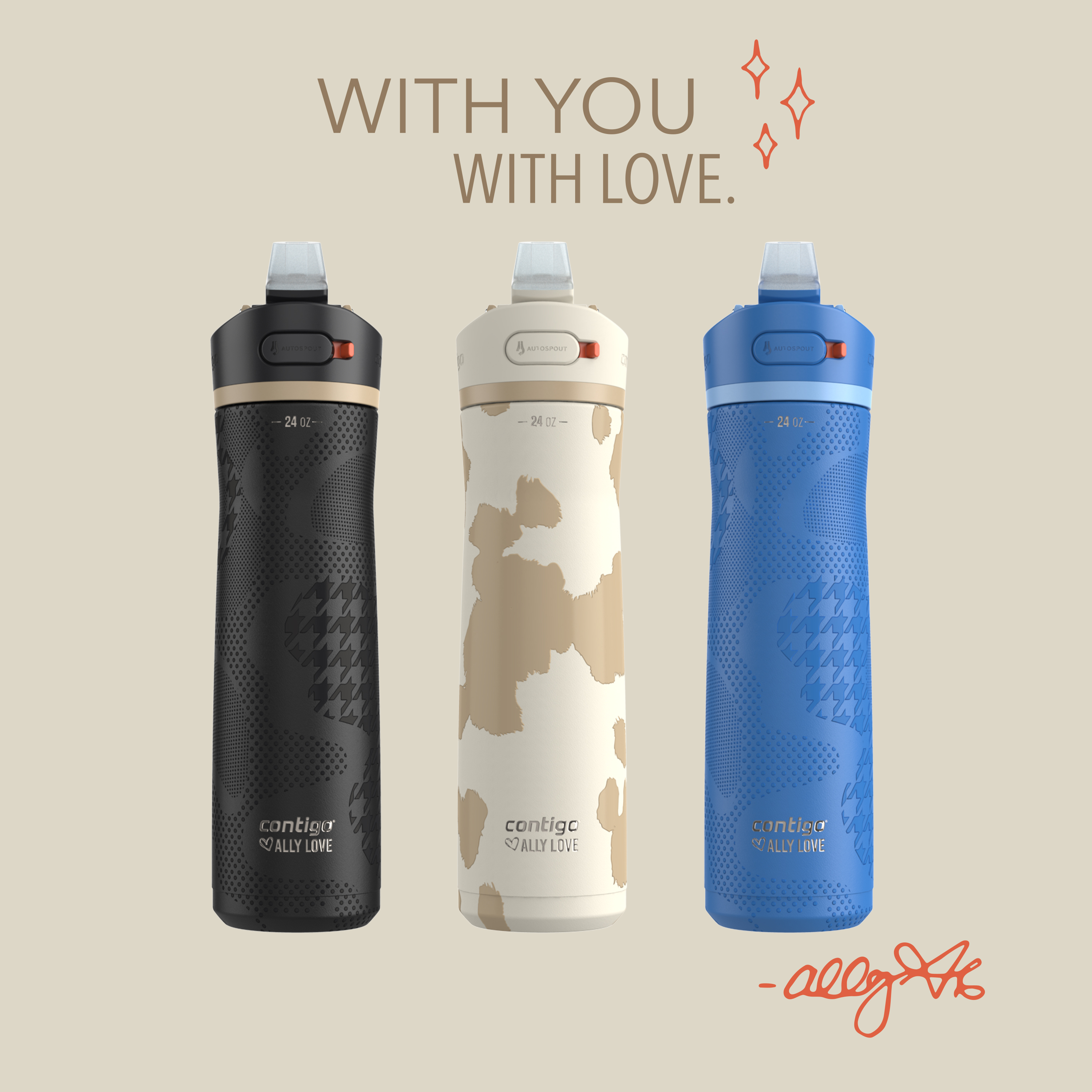 Contigo x Ally Love Ashland Chill 2.0 Stainless Steel Water Bottle with AUTOSPOUT Lid, 24oz
