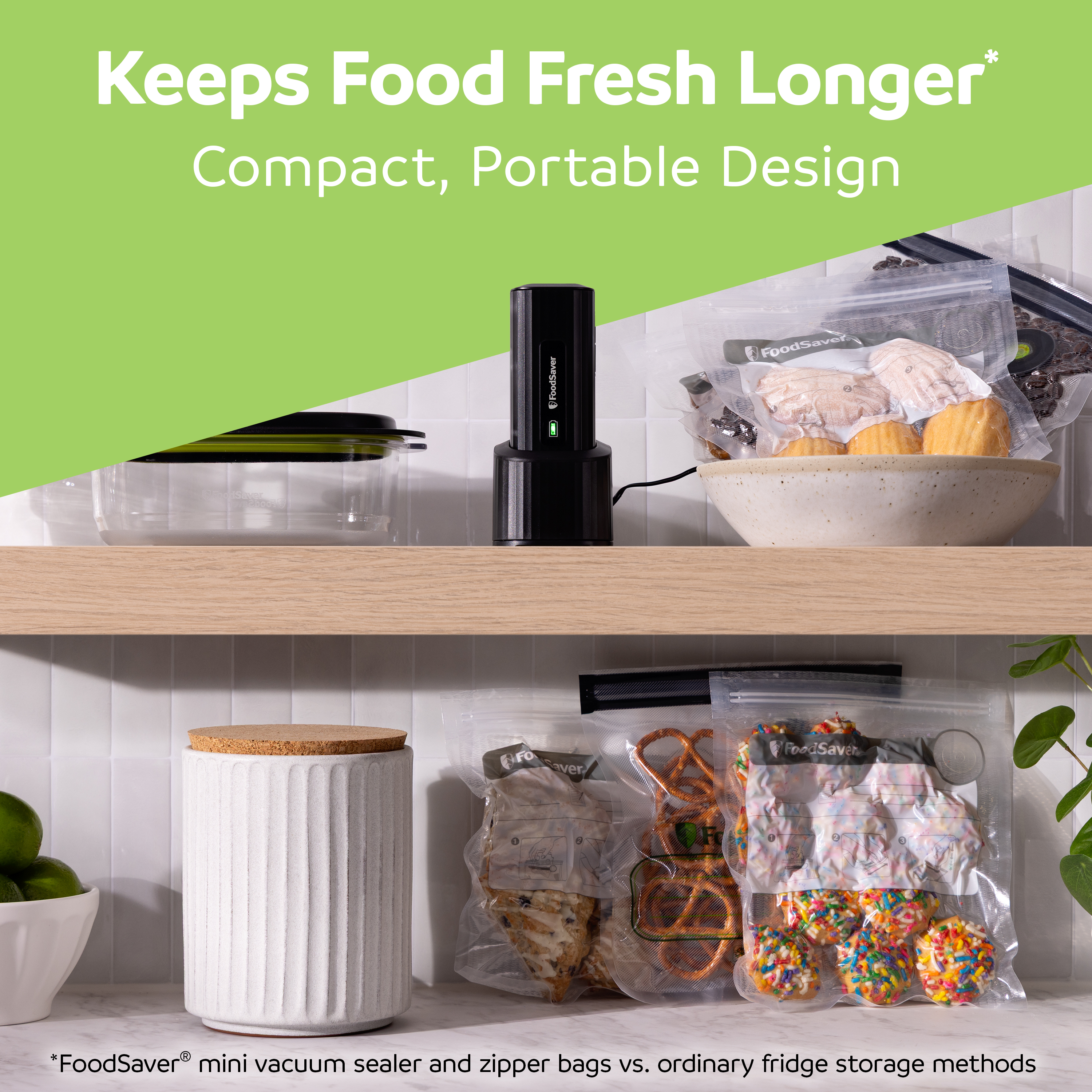 FoodSaver Mini Handheld Vacuum Sealer, Marinate Setting, Cordless